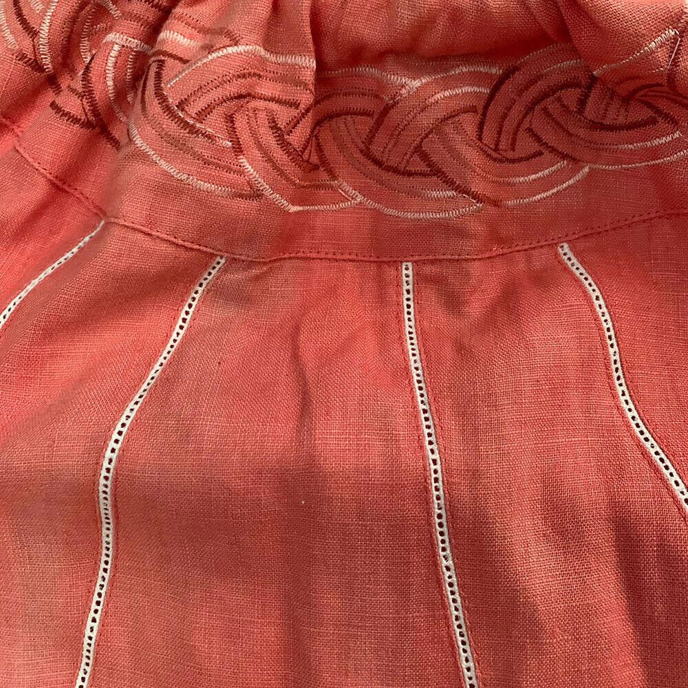 Designer Abito Linen Mamey Coral Color Dress L Size L / US 10 / IT 46 - 4 Thumbnail