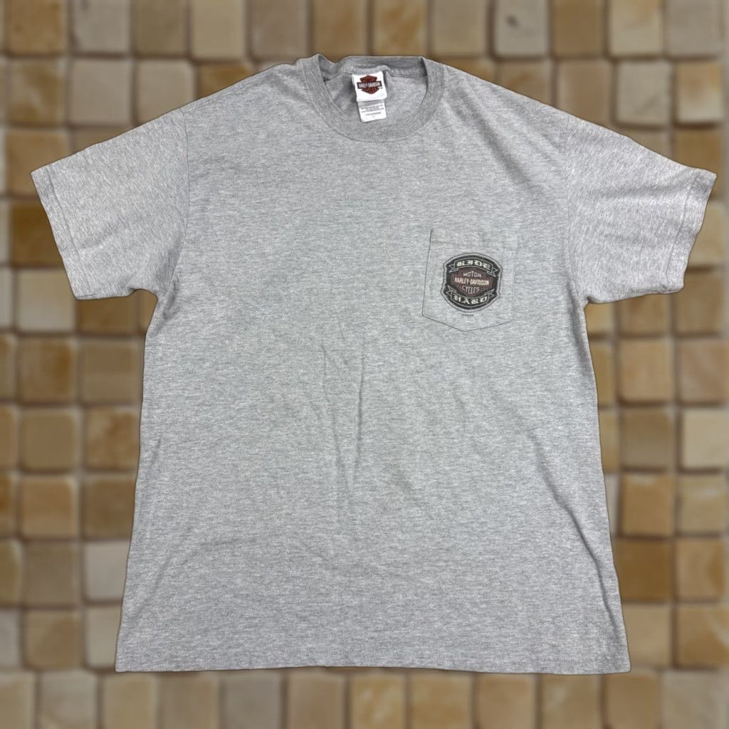 Harley Davidson VINTAGE Harley-Davidson Gray Pocket T Shirt Ride Hard L Men Shirt Smoker Mountain TN 90s? Size US L / EU 52-54 / 3 - 1 Thumbnail