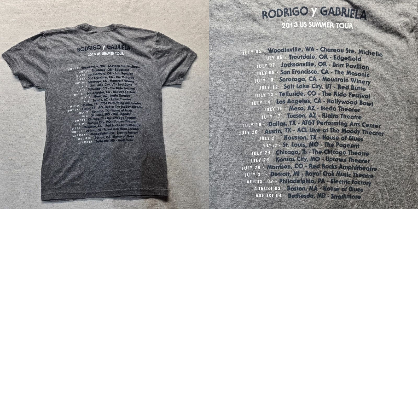 Vintage RODRIGO Y GABRIELA Shirt Adult Small Gray 2013 US Summer Tour Tee T-Shirt Mens Size US S / EU 44-46 / 1 - 8 Thumbnail