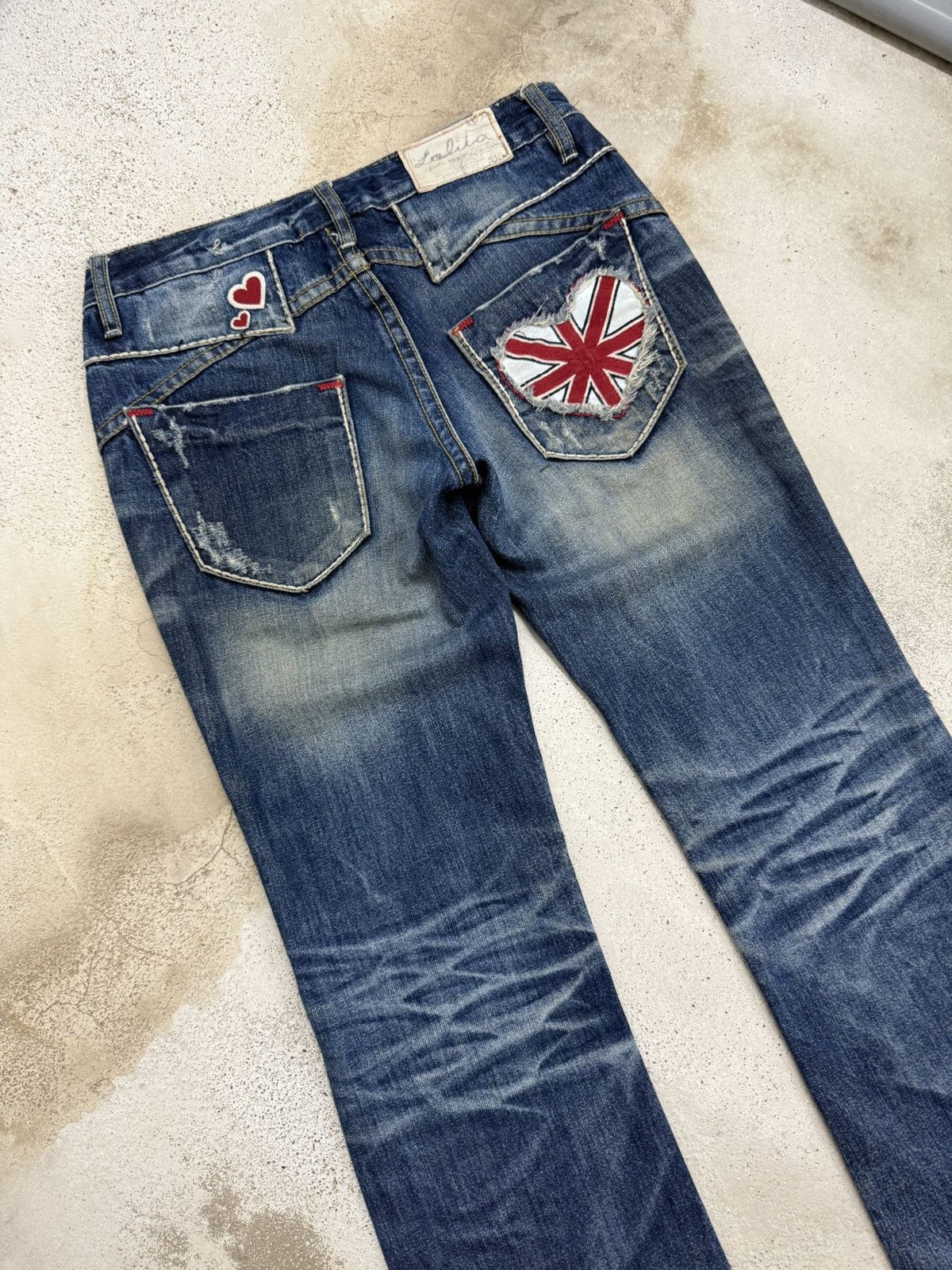 Japanese Brand Lolita Distressed Embroidery Mudwash Whisker Union Jack Pant Size US 29 - 12 Thumbnail