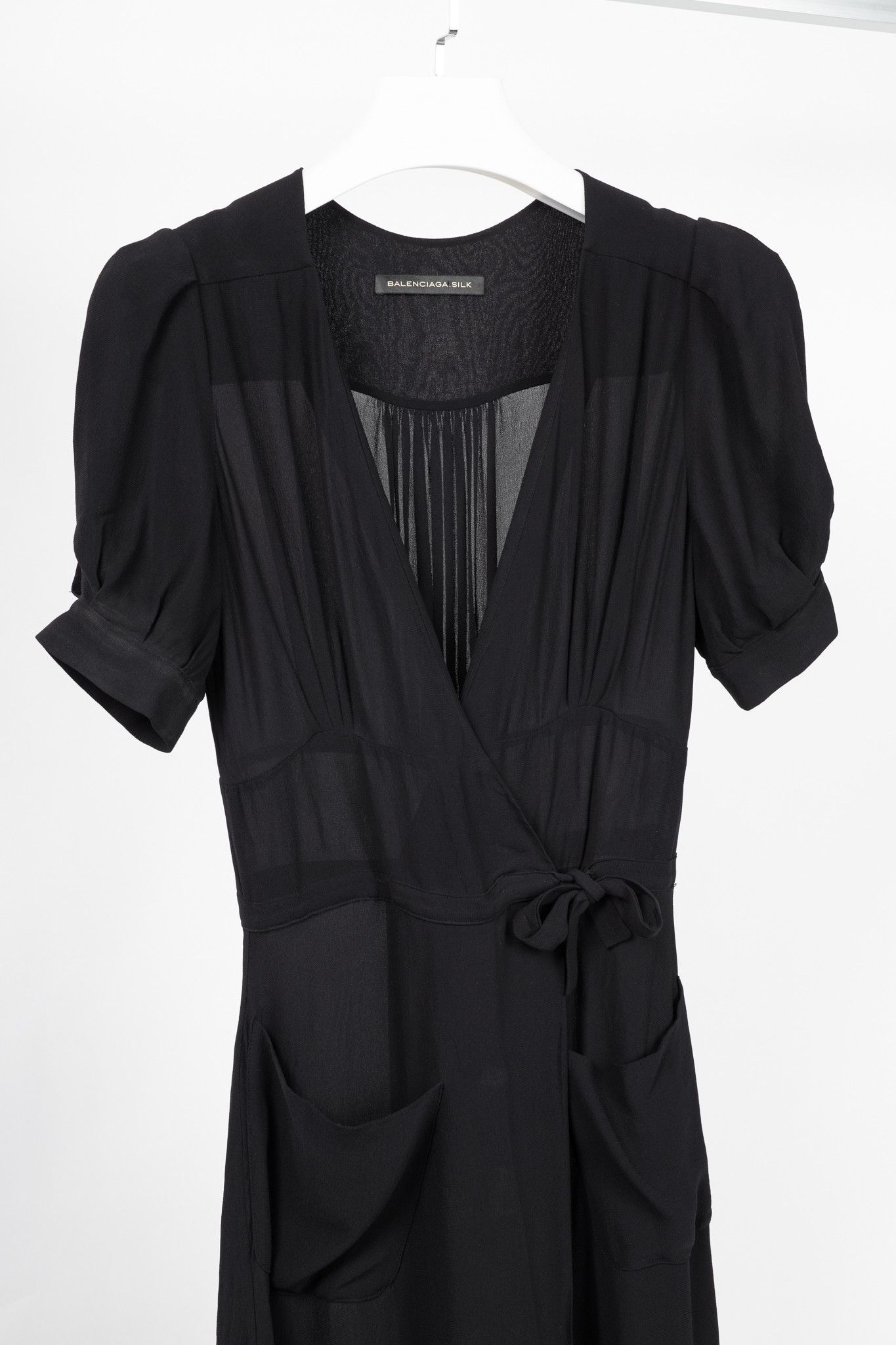 Balenciaga Balenciaga Black Silk-Crepe Wrap Maxi Dress Size S / US 4 / IT 40 - 3 Thumbnail