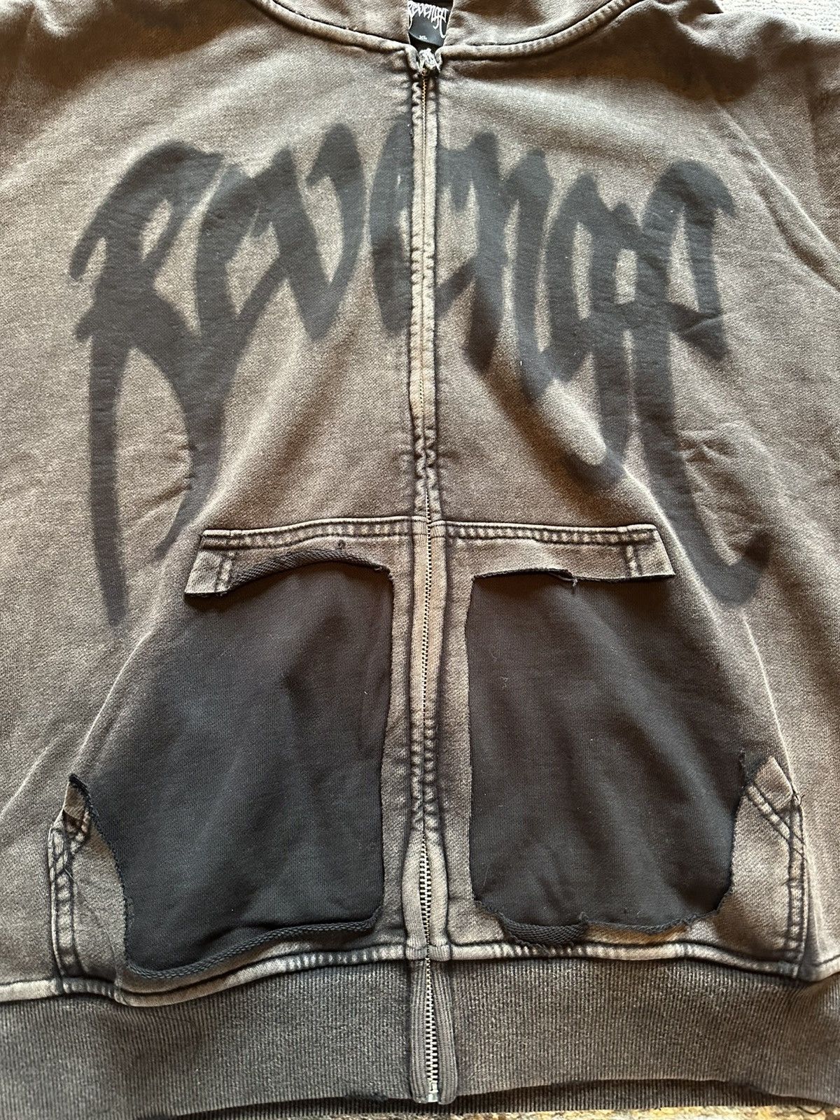 Revenge Revenge Stencil Logo Zip Vintage Washed Black - XL Size US XL / EU 56 / 4 - 5 Thumbnail