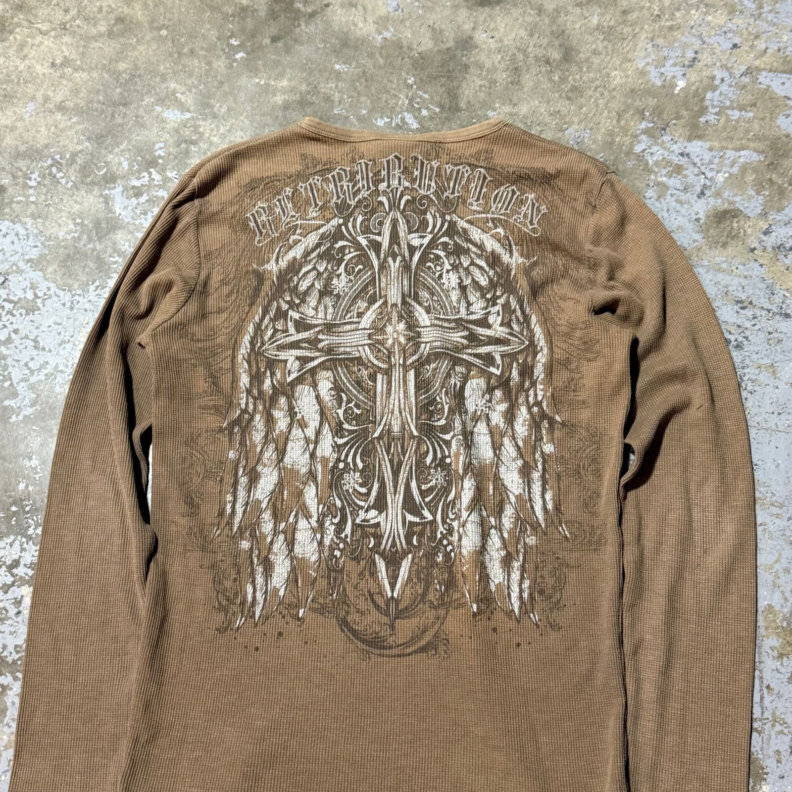 Vintage Y2K MMA Elite Brown Longsleeve Thermal Sz L Size US L / EU 52-54 / 3 - 3 Thumbnail
