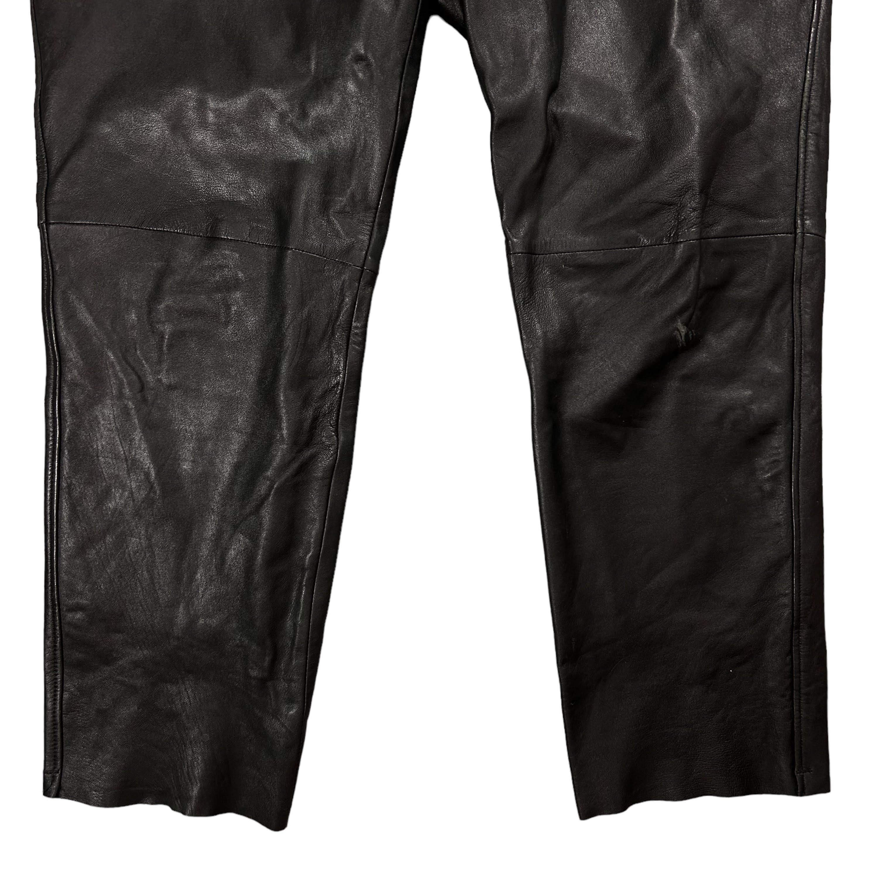 Leather × Vintage Vintage Black Baggy Loose Genuine Leather Pants Size W36 L30 Size US 36 / EU 52 - 6 Thumbnail