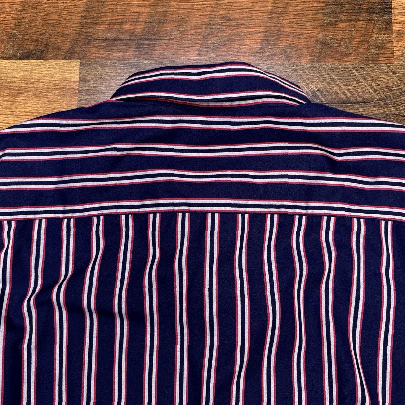 Vintage Paul Fredrick Shirt Mens XL Navy Striped Button-Up Long Sleeve Collared Classic All Seasons Knit Cotton Button-Down Casual Workwear Size US XL / EU 56 / 4 - 7 Thumbnail