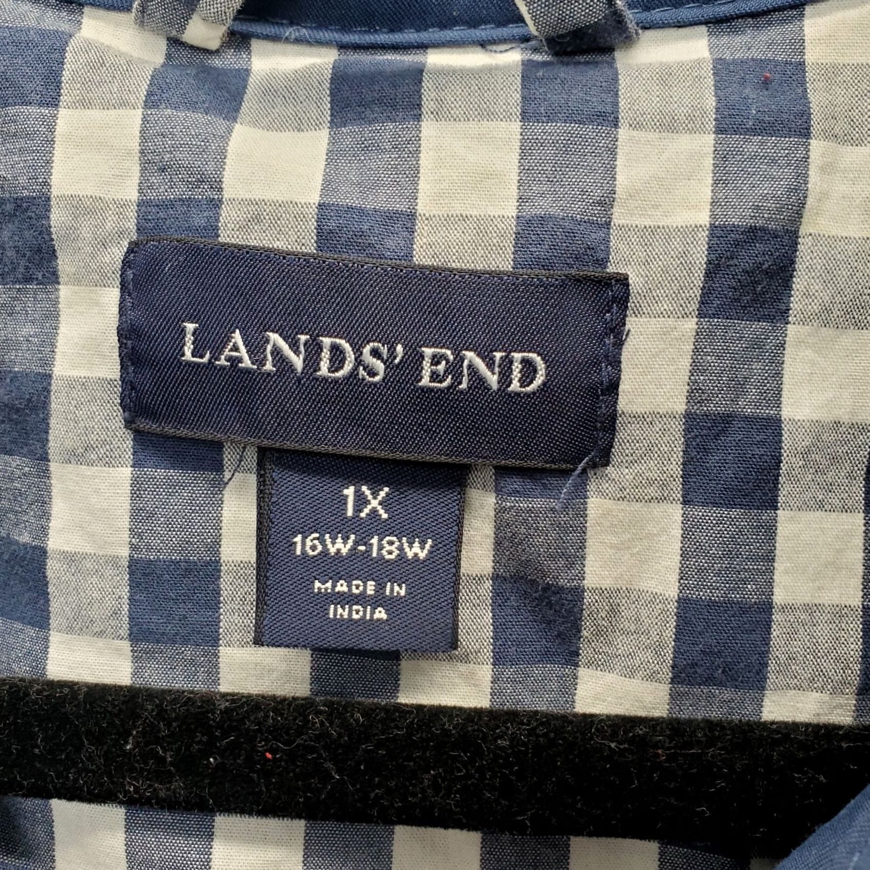 Lands' End Lands' End Trench Coat Womens 1X Navy Gingham Lined Vented Collar Button Front Size XL / US 12-14 / IT 48-50 - 5 Thumbnail