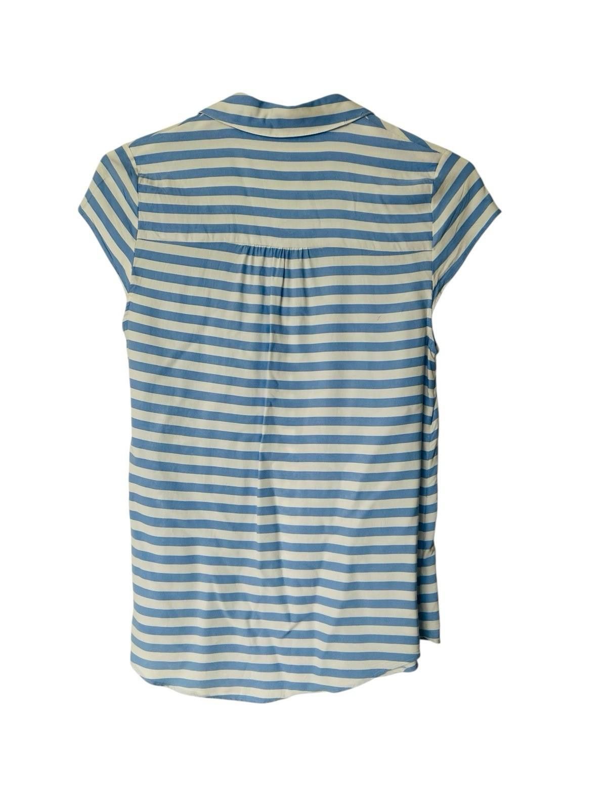 Designer FOREVER NEW Casual Shirt Top Striped Short Sleeve - Sz 10 Size XS / US 0-2 / IT 36-38 - 3 Thumbnail