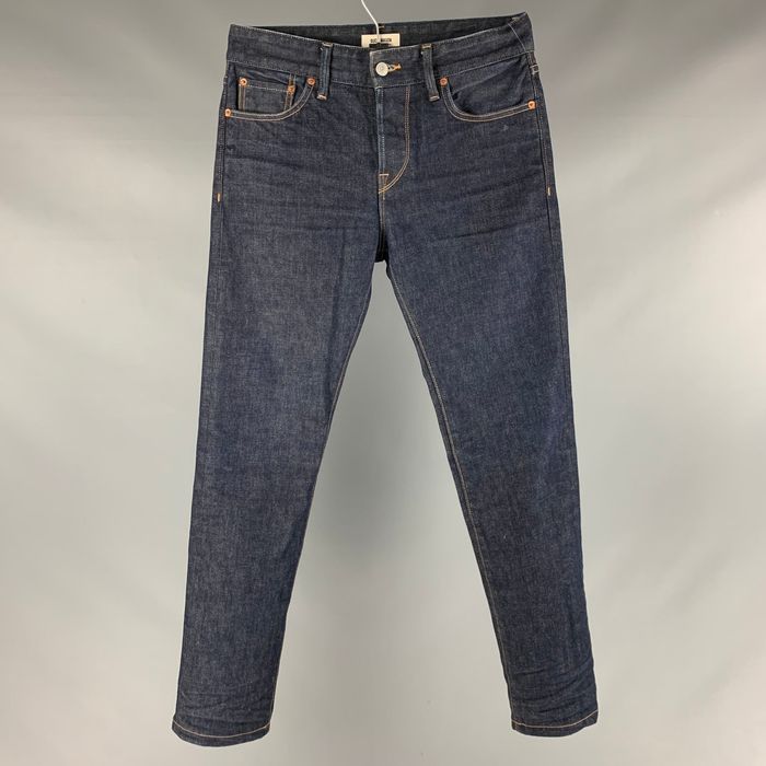 Buck Mason Navy Contrast Stitch Cotton Spandex Straight 5 pocket Jeans ...