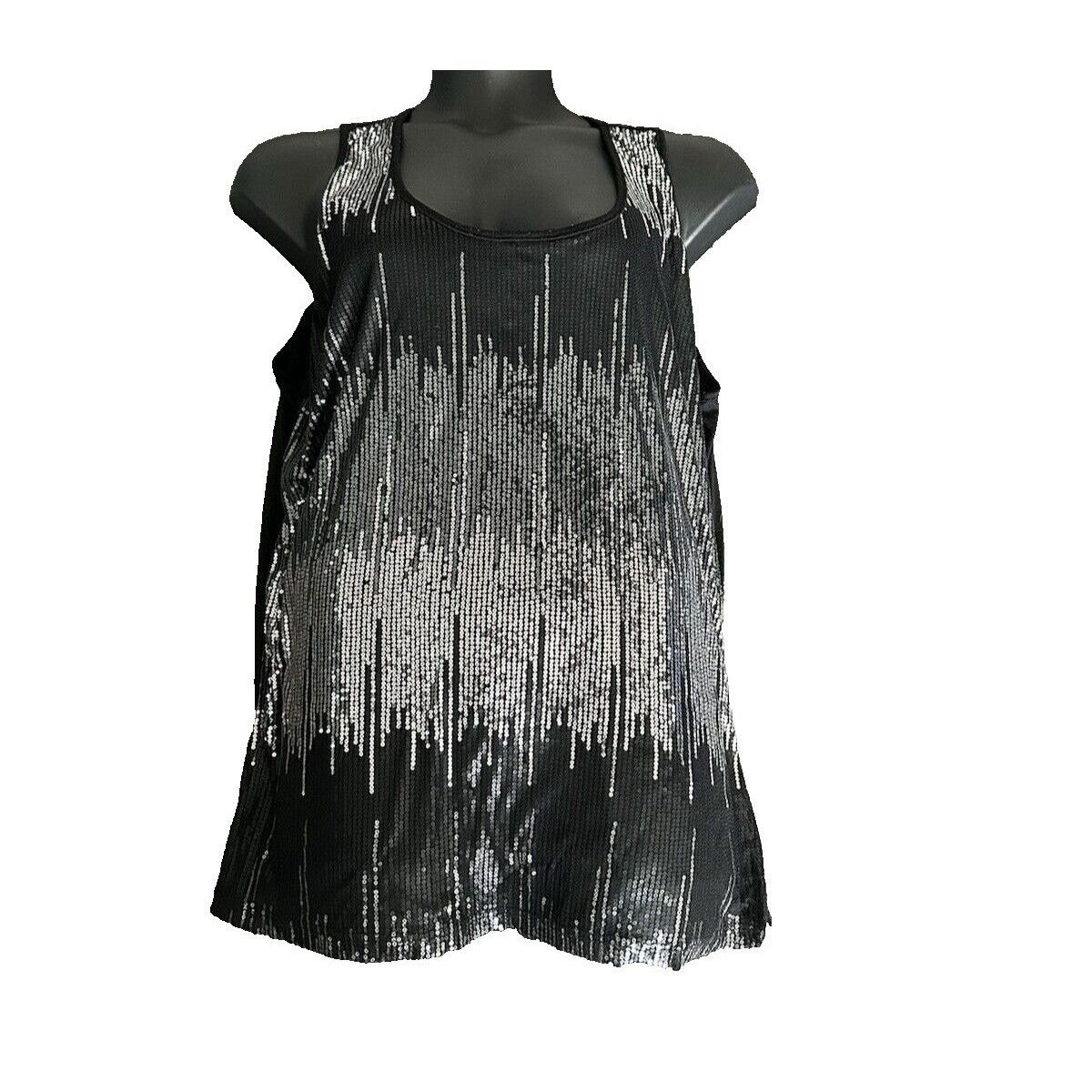 Other Lavish Top Size L Black With Silver Sparkles Sleeveless Size L / US 10 / IT 46 - 1 Thumbnail