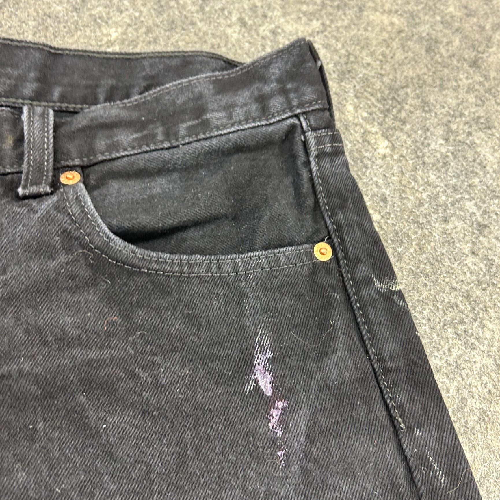Levi's Levi's 501 Jeans Mens 33x32 Black Dark Wash Regular Fit Button Fly Straight Denim Jeans Size US 33 - 3 Thumbnail