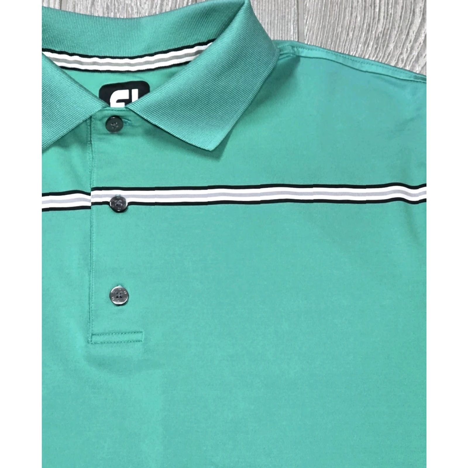 Footjoy FootJoy Mens L Polo Shirt Short Sleeve Teal Green FJ Performance Golf Shirt Size US L / EU 52-54 / 3 - 3 Thumbnail