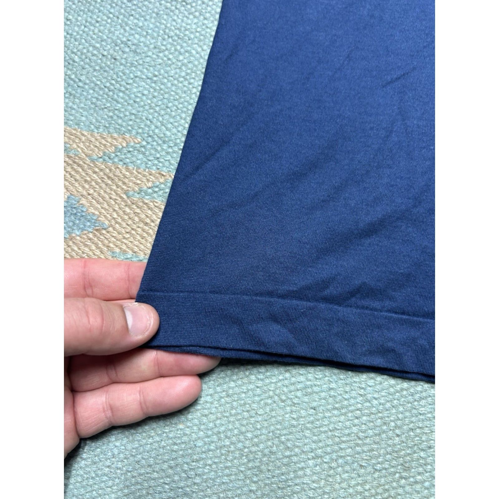 Vintage VINTAGE Polo Shirt Navy Blue 80s 90s Short Sleeve Blank Medium Men M Polyester Cotton Regular Blue Shirt Mens Size US M / EU 48-50 / 2 - 7 Thumbnail