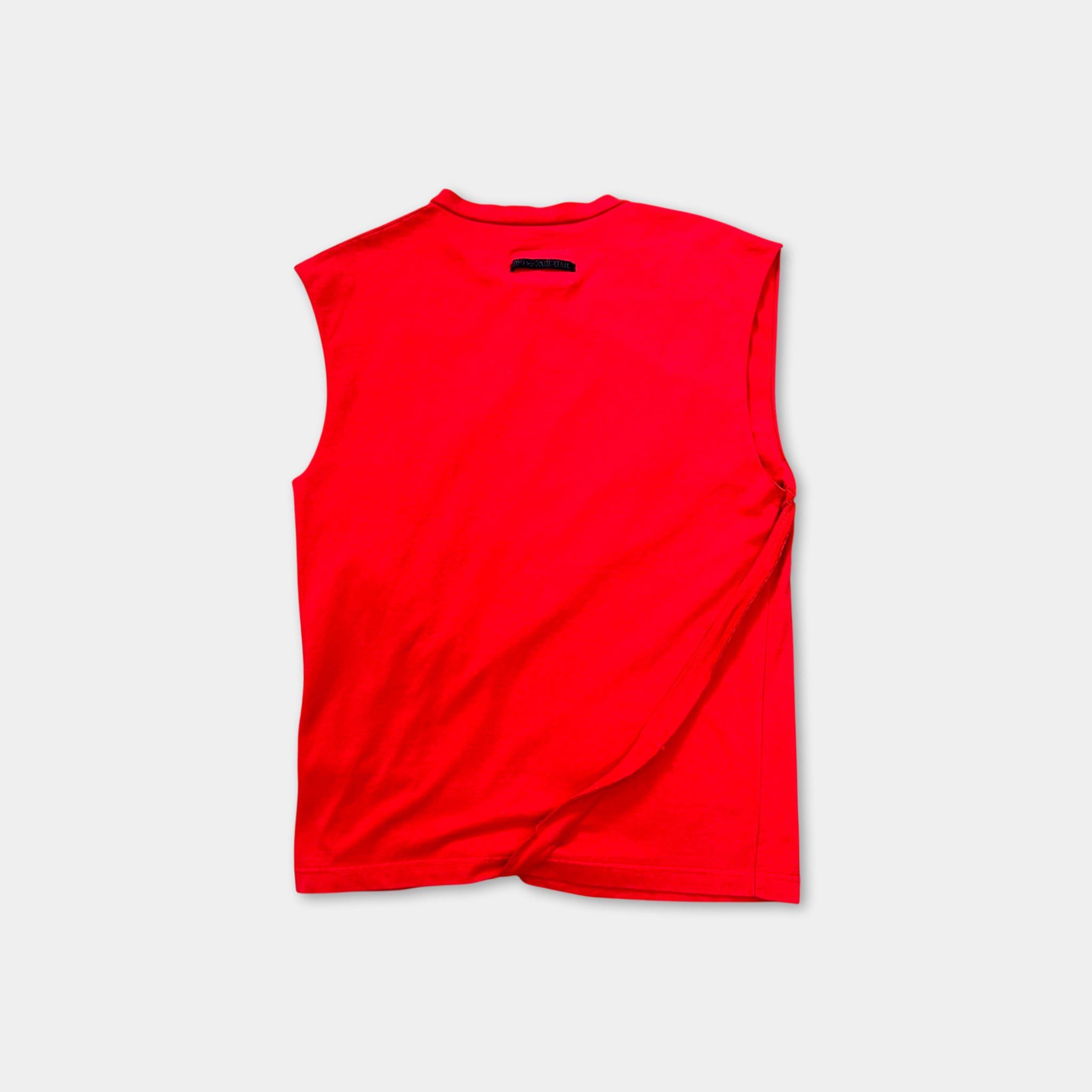 Jean Paul Gaultier Jean Paul Gaultier Red Deconstructed Sleeveless T-Shirt Size US L / EU 52-54 / 3 - 3 Thumbnail