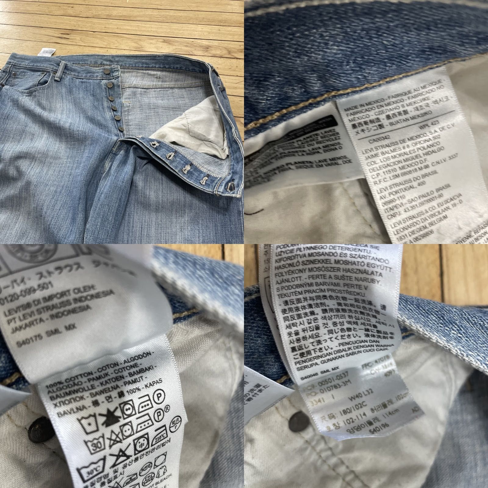 Levi's VINTAGE Levi's Jeans 501XX Light Blue Denim Straight 501 40x32 Mens Regular Blue Jeans 5-Pocket Logo Zipper Button Vintage Mens Size US 36 / EU 52 - 9 Thumbnail