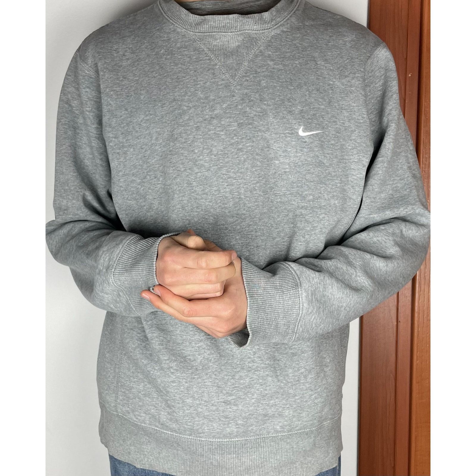Nike × Vintage Nike Men's Heather Gray Crew Neck Fleece Lined Sweatshirt M Size US M / EU 48-50 / 2 - 2 Thumbnail