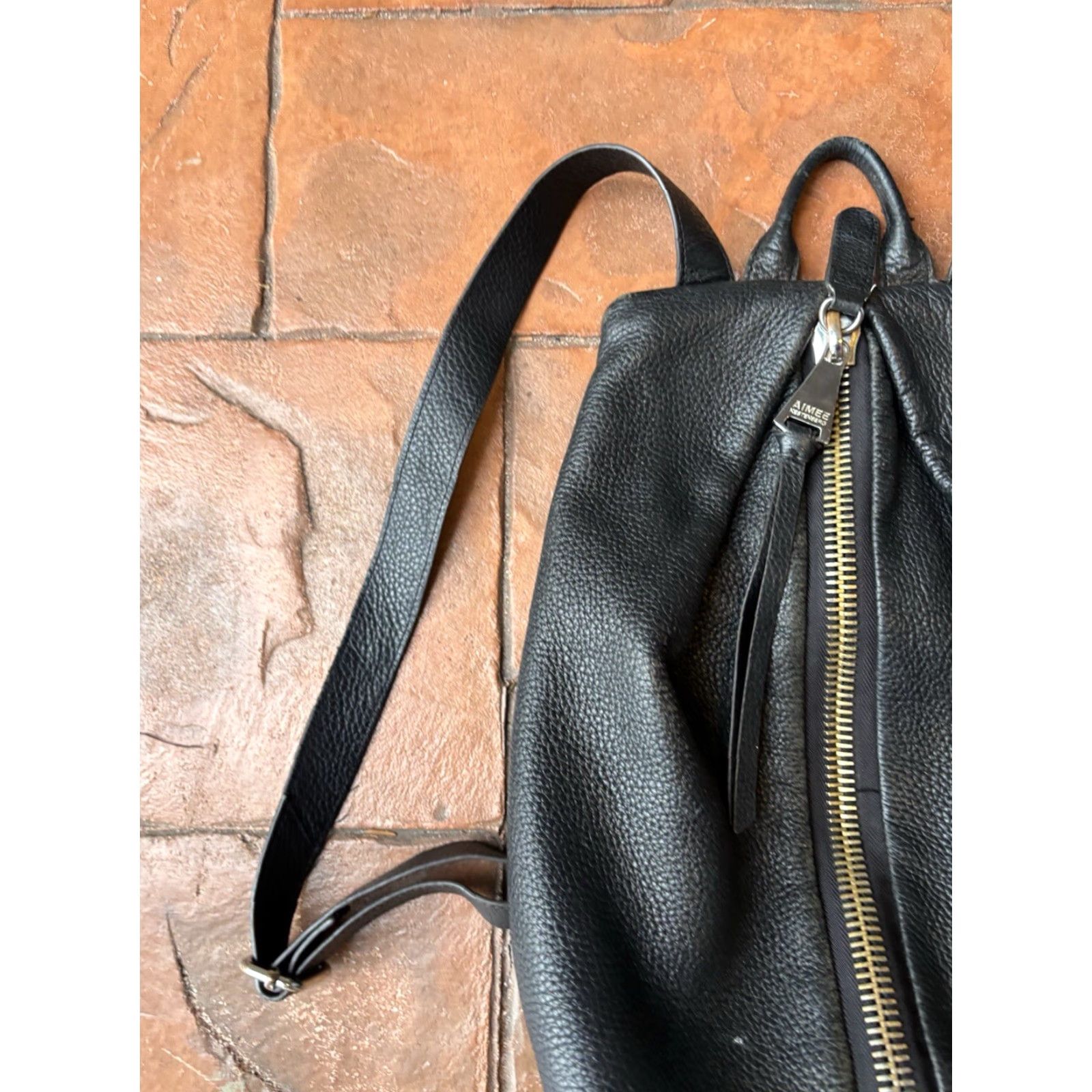 Vintage Aimee Kestenberg Tamitha Zip Backpack Black Women Leather Backpack Redent Size ONE SIZE - 4 Thumbnail