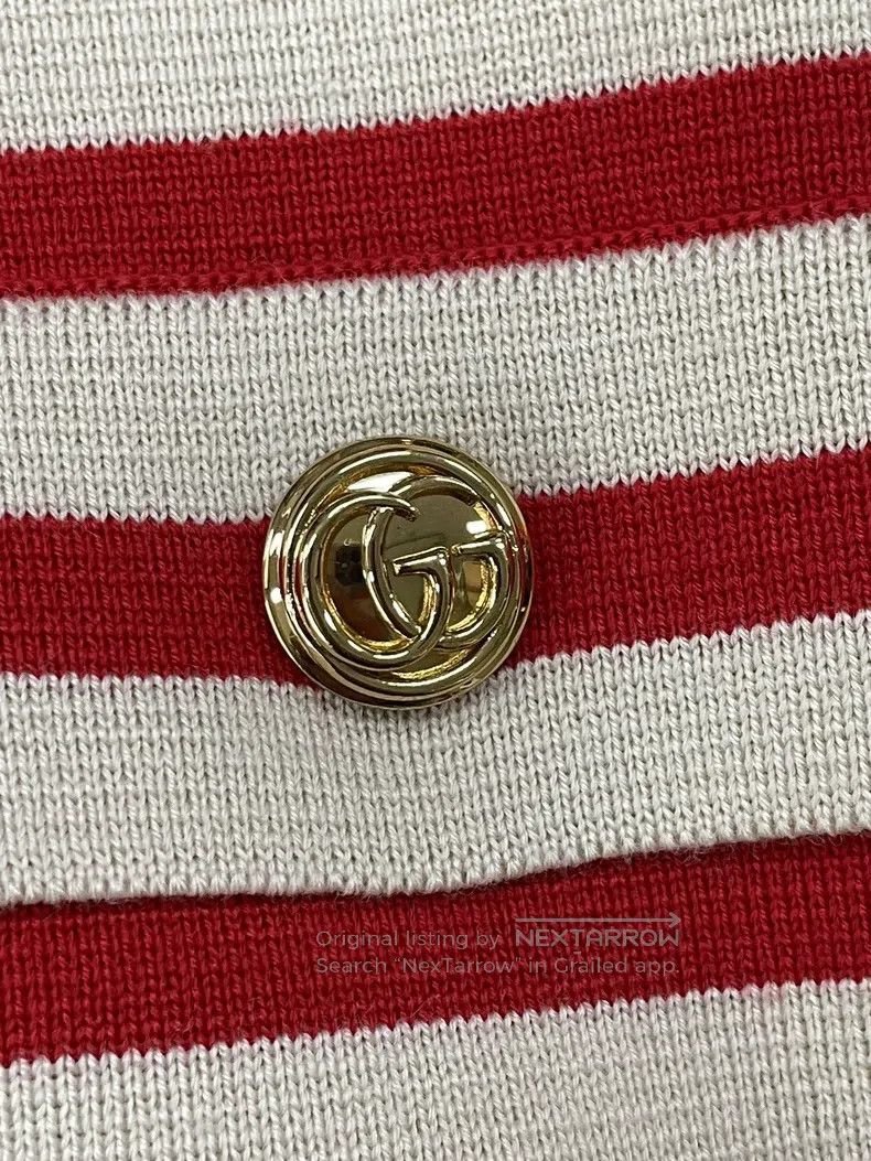 Gucci Gucci Red and white striped gold button cardigan coat Size S / US 4 / IT 40 - 2 Thumbnail