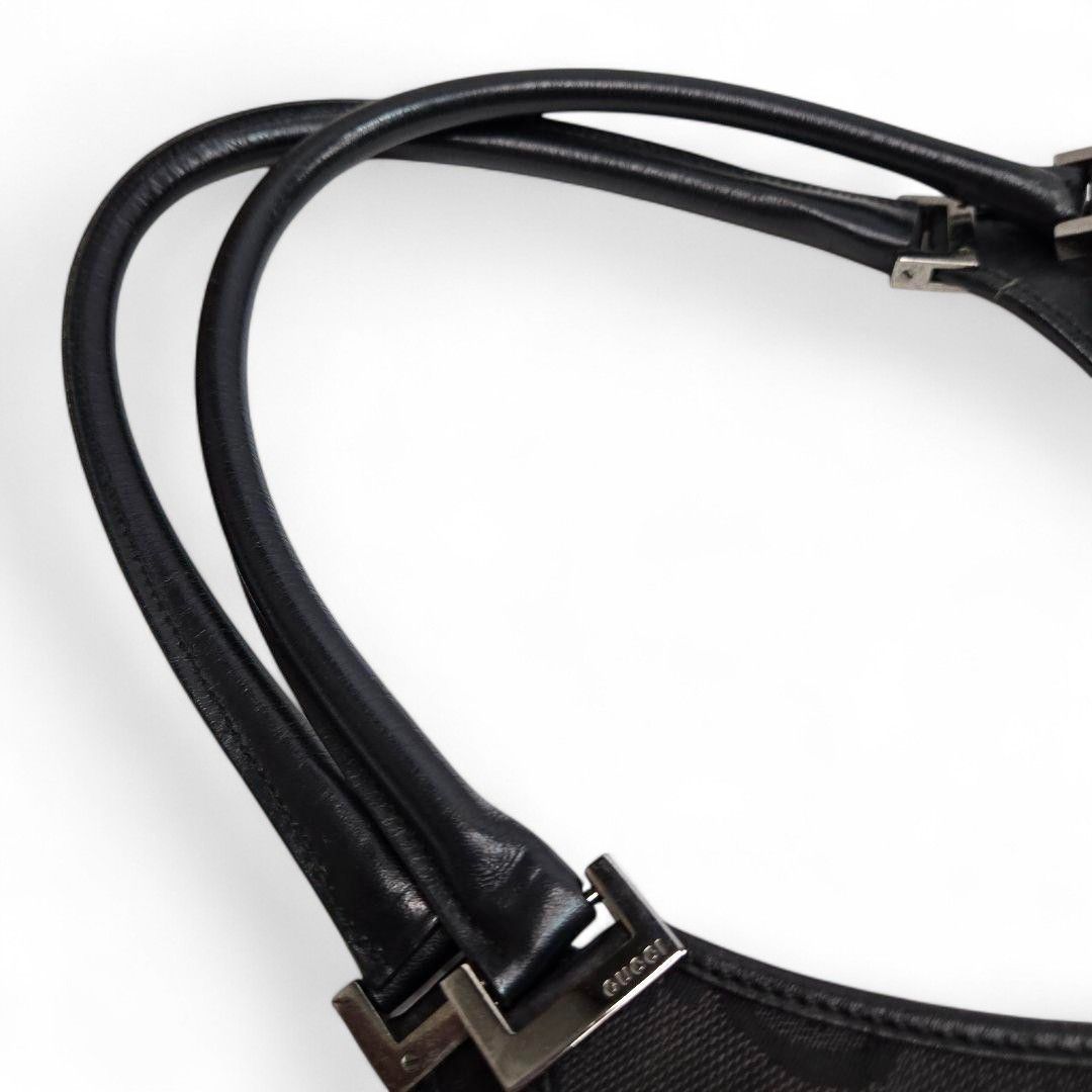 Gucci Gucci - Jackie Black Leather Monogram Shoulder Bag GG Size ONE SIZE - 8 Thumbnail