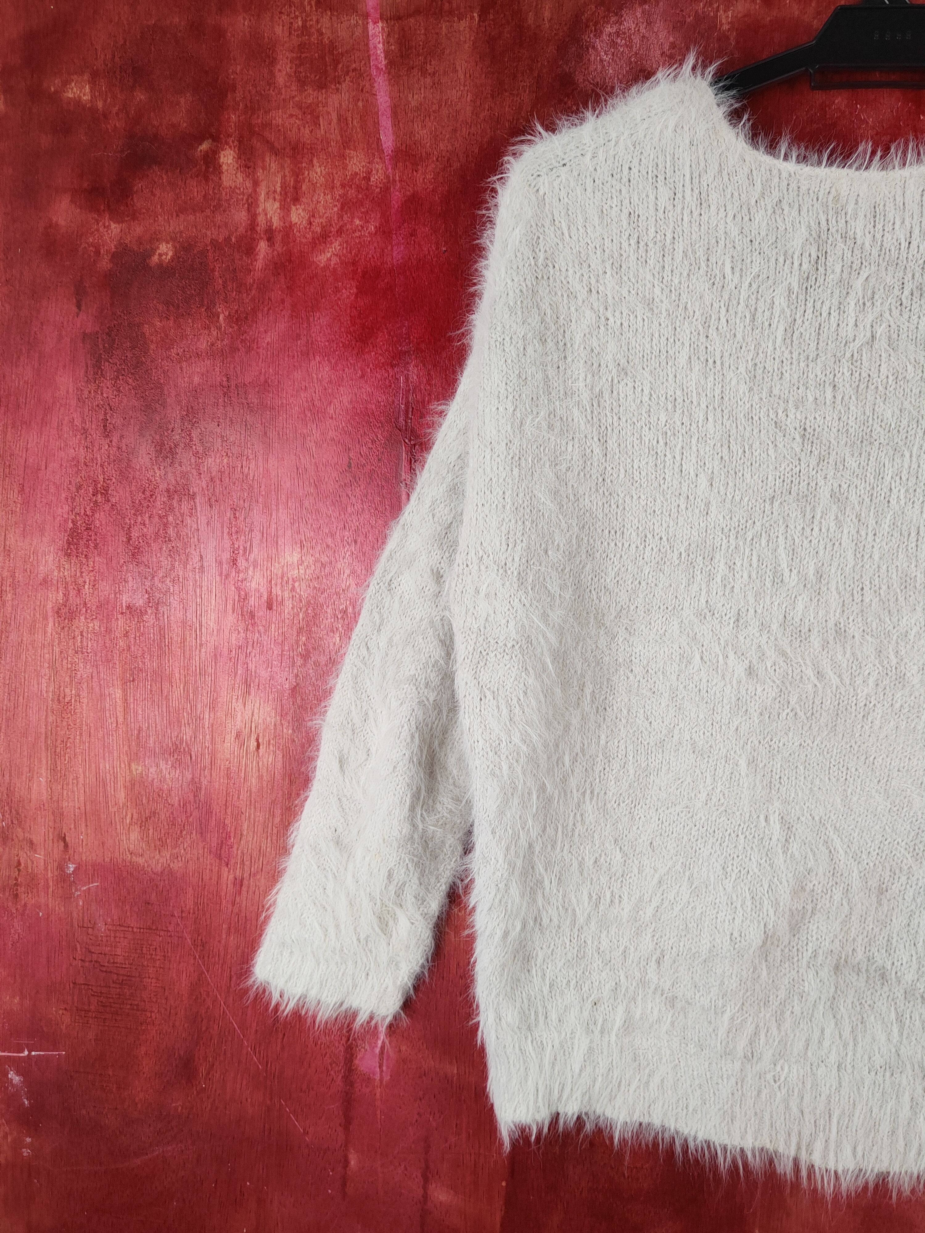 Homespun Knitwear Archives Light Gray Shag Shaggy Fur Mohair Knitwear #S2177 Size M / US 6-8 / IT 42-44 - 8 Thumbnail