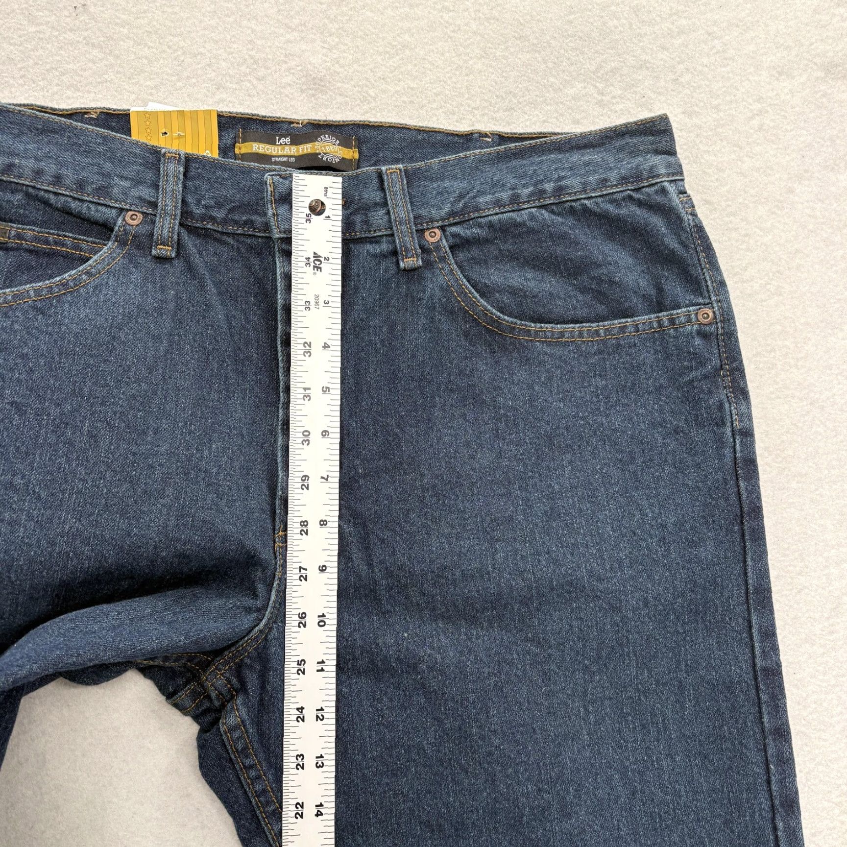 Lee Lee Regular Fit Jeans Mens 38x30 Blue Dark Wash Denim Straight Leg NWT Casual Size US 38 / EU 54 - 7 Thumbnail