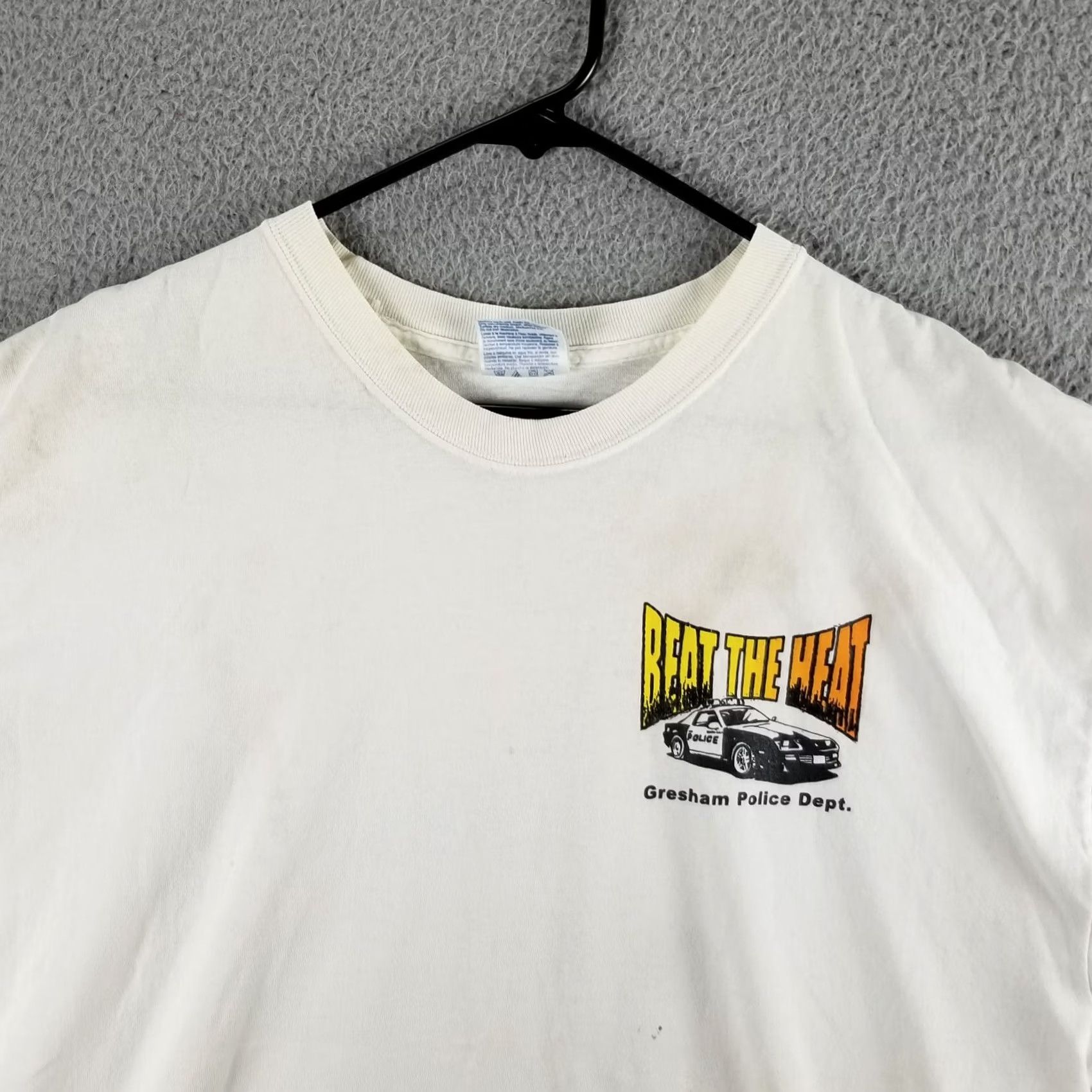 Vintage Vintage Police Drag Racing T Shirt XL White Cars Mens XL Size US XL / EU 56 / 4 - 3 Thumbnail