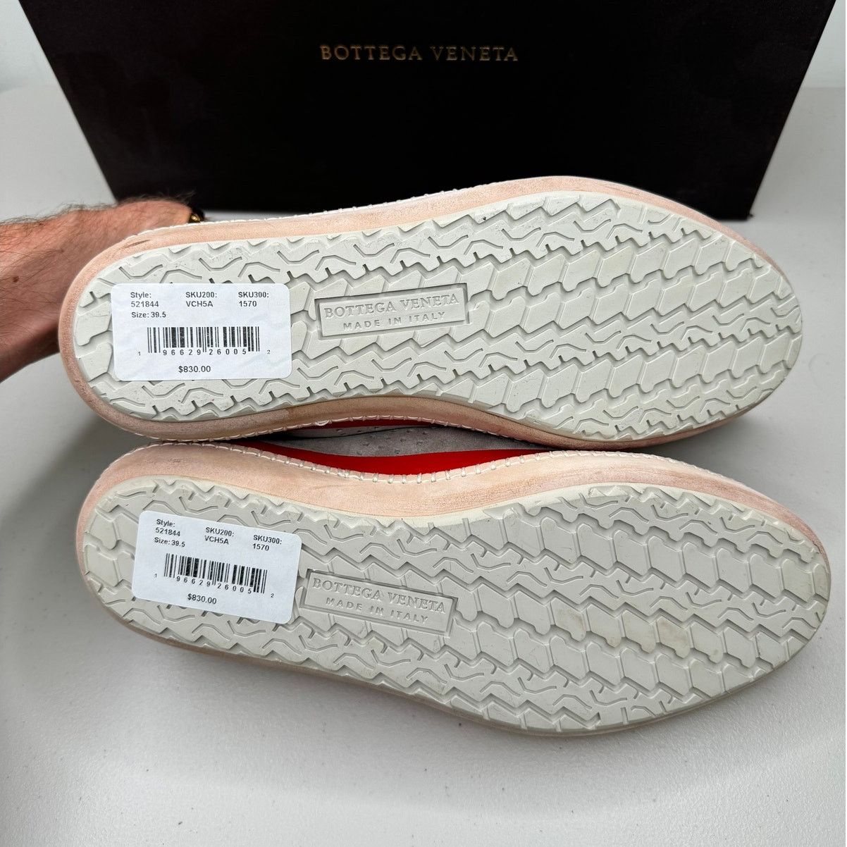 Bottega Veneta NEW Bottega Veneta Low Top Suede Sneakers, Gray/Black/Red Size US 6 / EU 39 - 10 Thumbnail