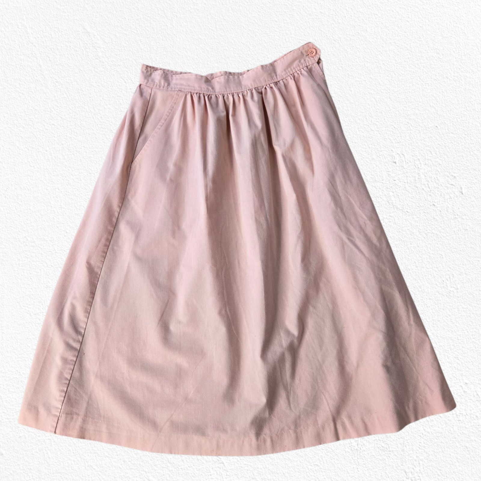 Vintage 1970s Powder Pink USA Union Made A-Line Midi Skirt Size 10 Size 32" / US 10 / IT 46 - 2 Thumbnail