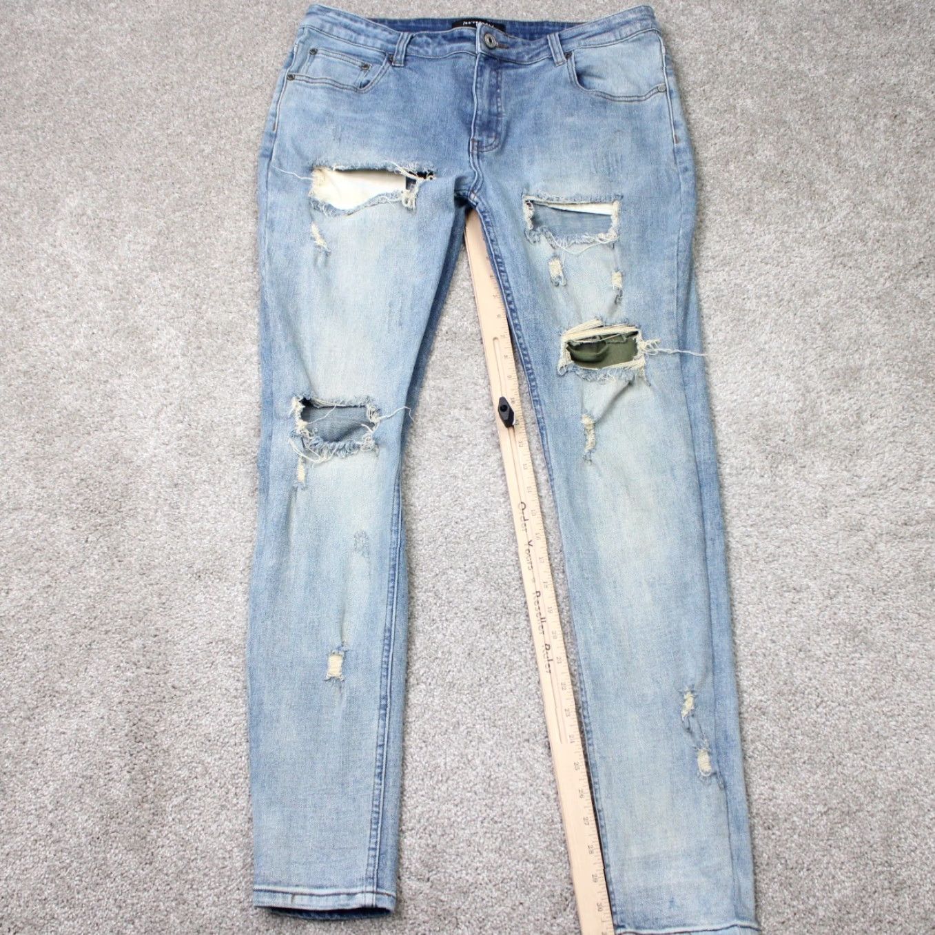 Denime Serenede Jeans Mens 36 Stretch Denim Acid Wash Blue Distressed Slim Regular Jeans Size US 36 / EU 52 - 4 Thumbnail