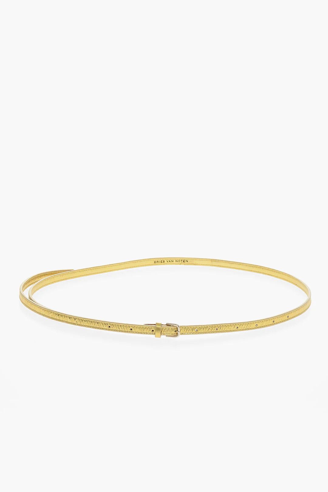 Dries Van Noten og1mm0426 Size: OS / Slim-Fit Metallic Leather Belt in Gold Size ONE SIZE - 3 Thumbnail