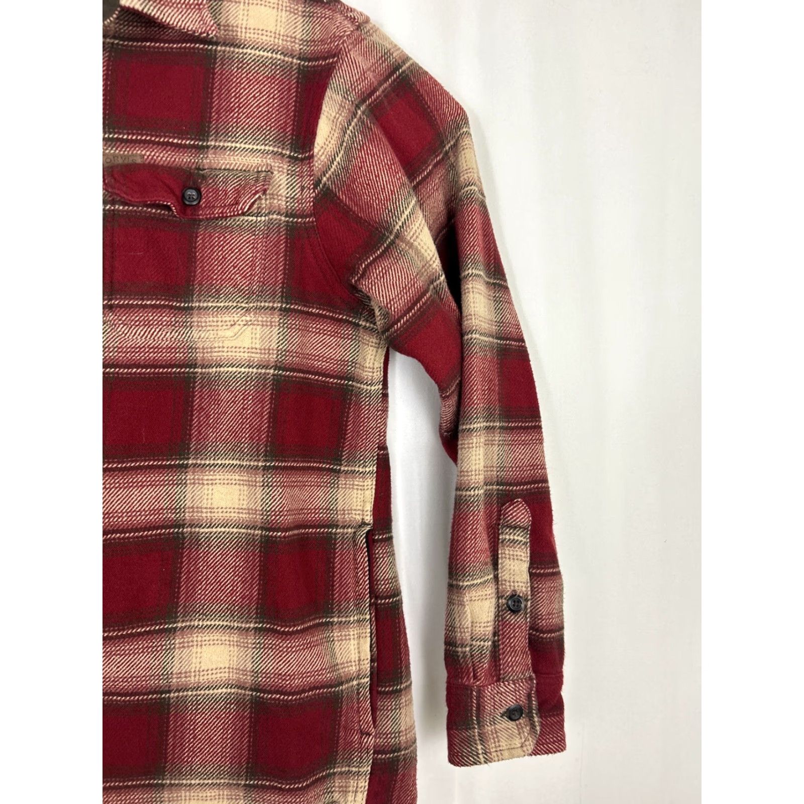 Orvis VINTAGE ORVIS Flannel Shirt Jacket Mens M Red Plaid Button Up Cotton Shacket Size US M / EU 48-50 / 2 - 4 Thumbnail