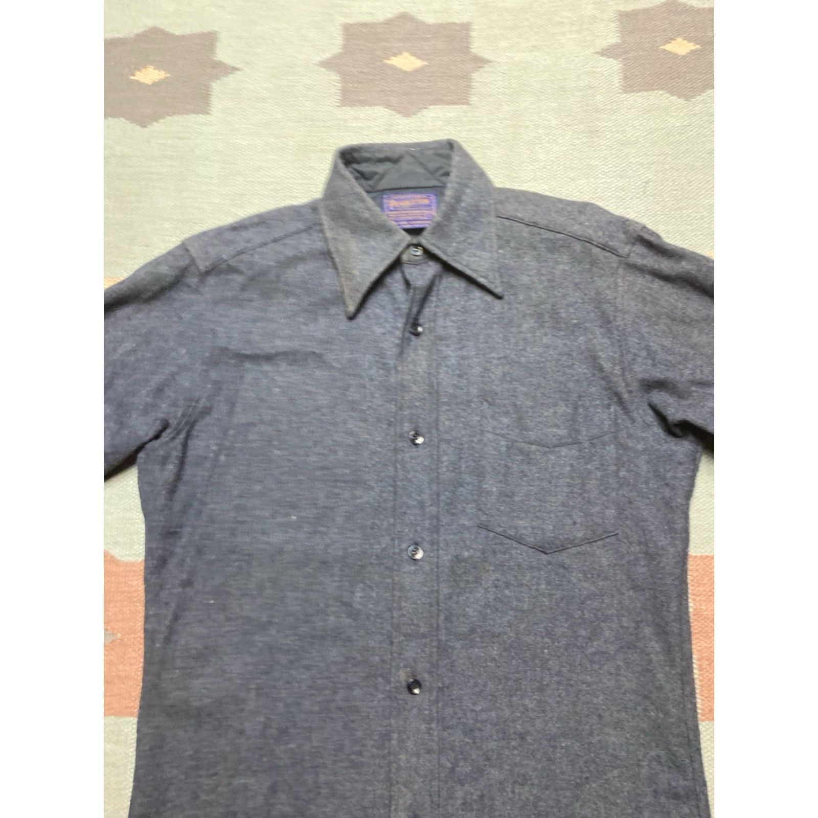 Pendleton VINTAGE Pendleton Shirt Mens Long Sleeve Button-Up Blue Gray One Pocket S Small Size US S / EU 44-46 / 1 - 6 Thumbnail