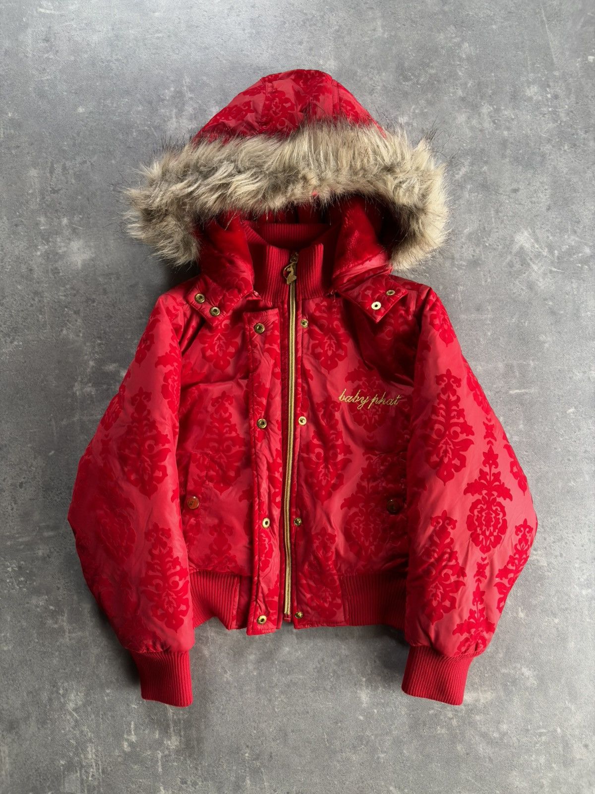 Japanese Brand 00s Baby Phat Faux Fur Hooded Big Logo Bomber Jacket XS XXS Size XS / US 0-2 / IT 36-38 - 3 Thumbnail