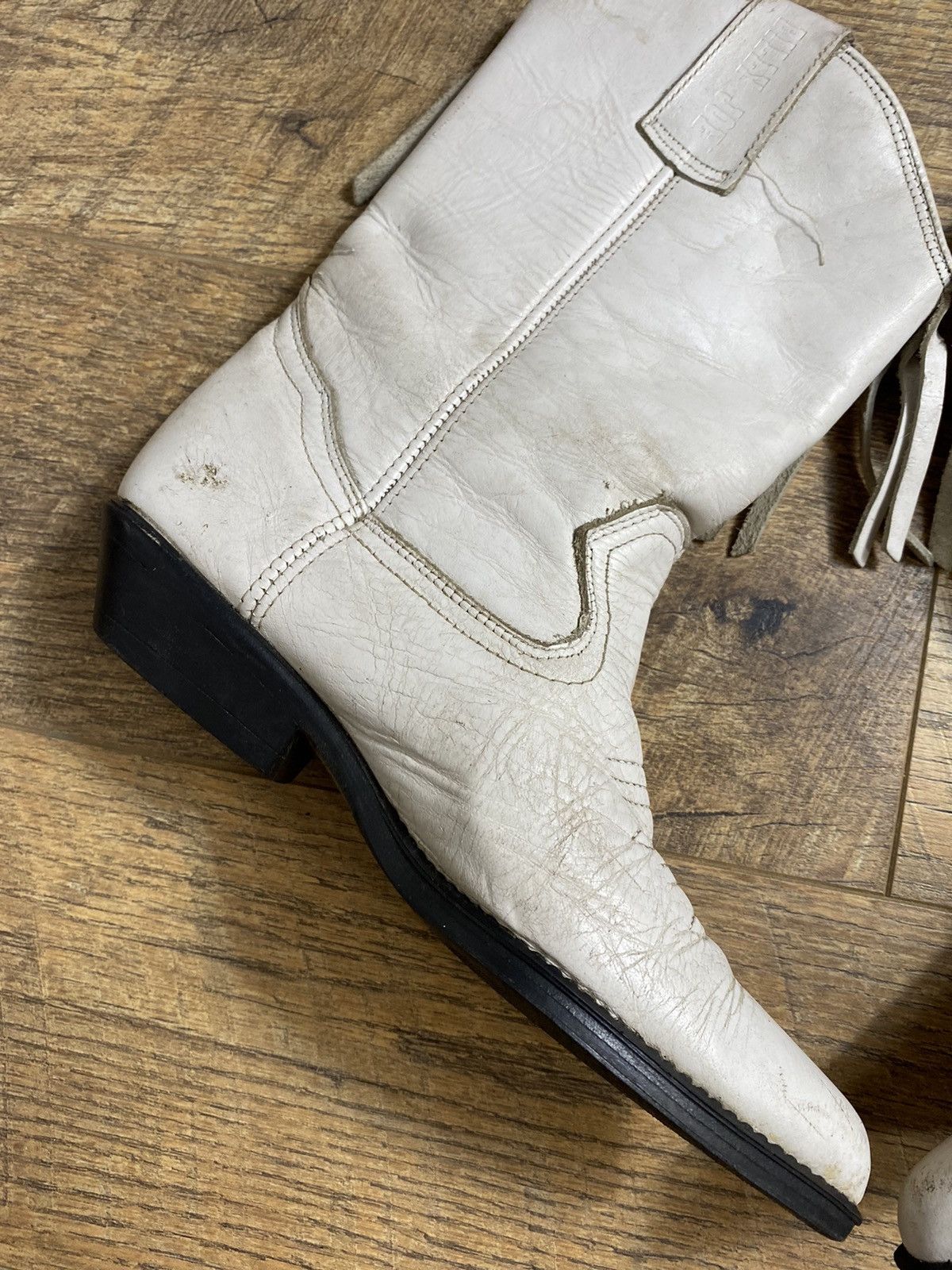 Leather Vintage Billy Joe White Leather Fringe Cowboy Boots Spain Size US 6 / IT 36 - 6 Thumbnail