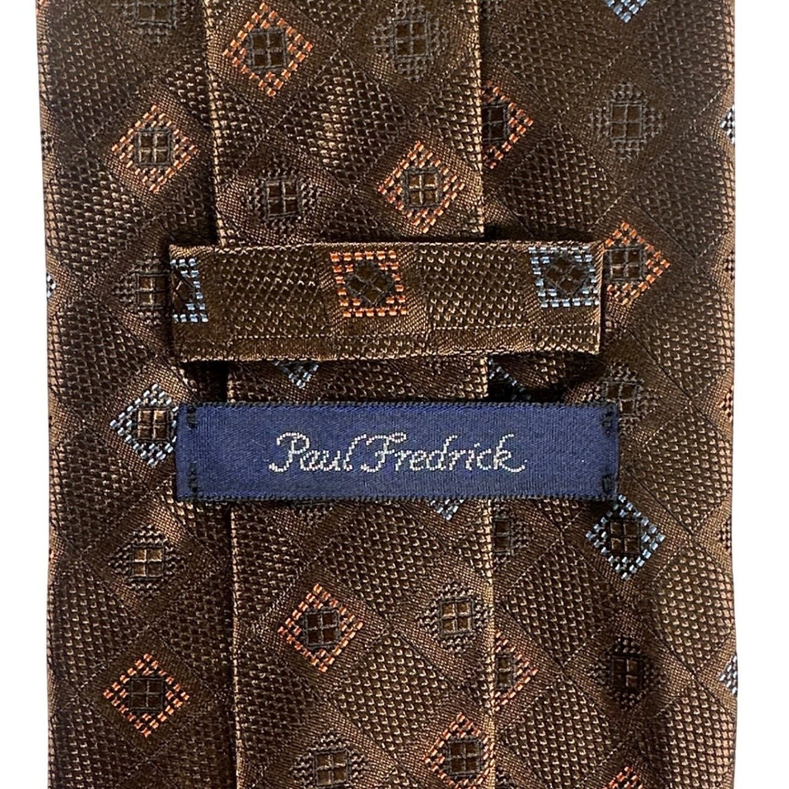 Paul Fredrick Paul Fredrick Italian Silk Tie Brown Diamond Pattern NWT Size ONE SIZE - 4 Thumbnail