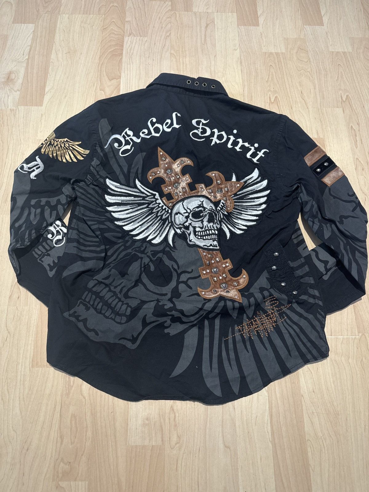Affliction × JNCO × Tapout Y2k affliction Jnco Tapout grunge aop long sleeve Size US L / EU 52-54 / 3 - 3 Thumbnail