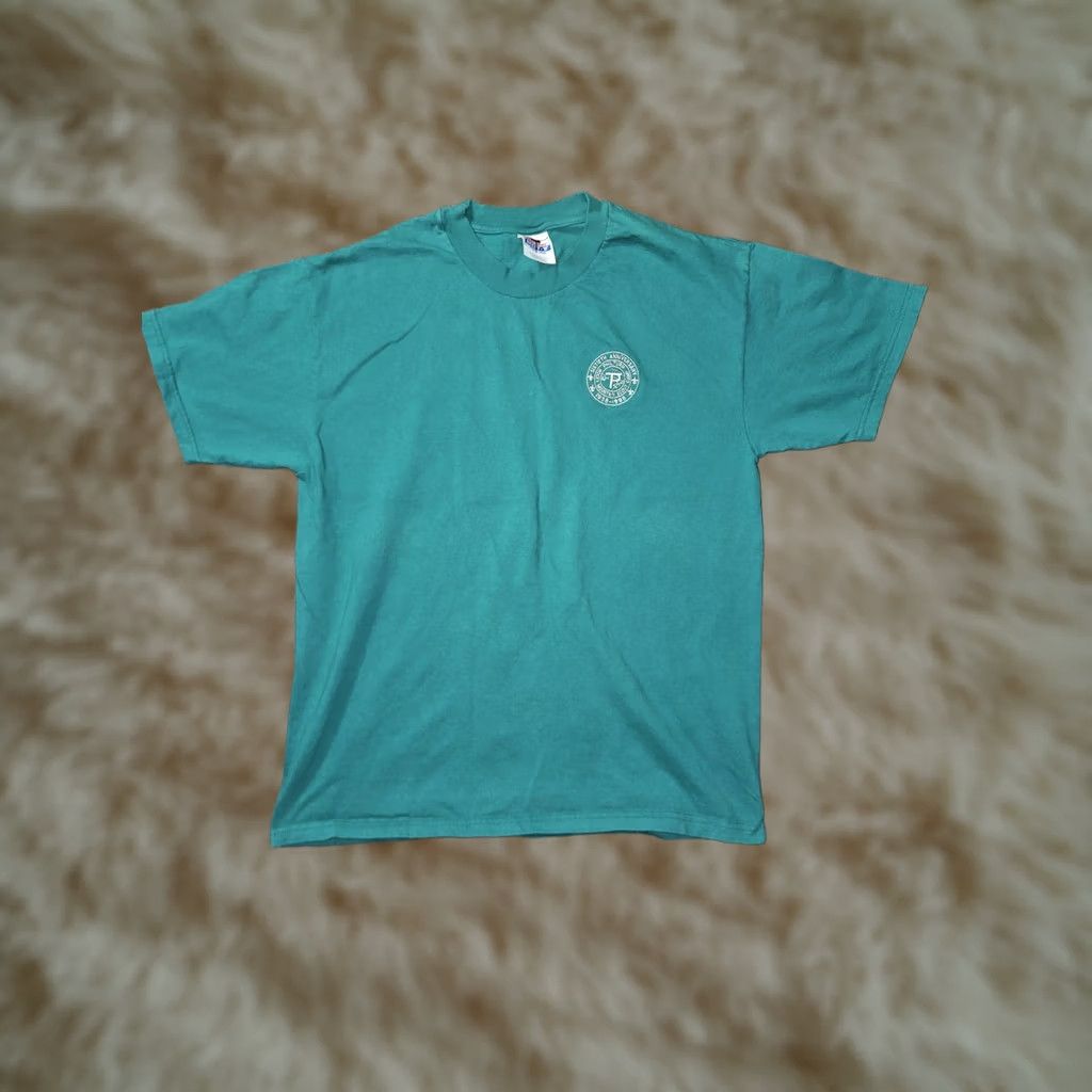 Hanes VINTAGE Hanes Beefy-T Rockymountain Scout Camp Shirt Mens L Teal Green 90s 60th Anniversary Limited Edition Crew Neck Short Sleeve Size US L / EU 52-54 / 3 - 1 Thumbnail