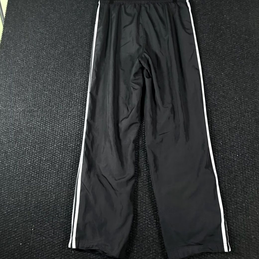 Adidas - We prioritize the key information: "Y2K Adidas Mens Black Track Pants Zip Ankle White Stripes Logo Athletic Size L Size US 33 - 2 Thumbnail