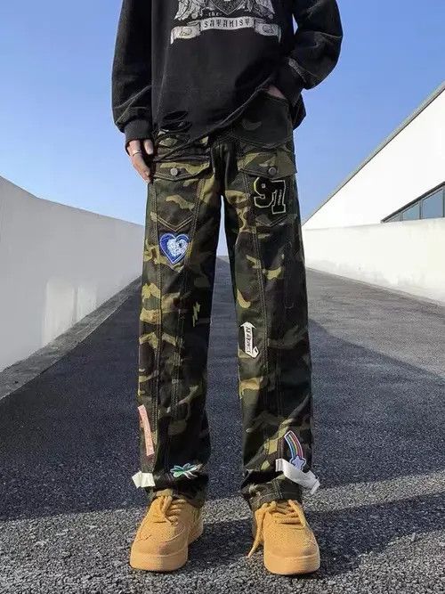 Jean Retro West Coast niche design patch camouflage jeans Size US 32 / EU 48 - 6 Thumbnail