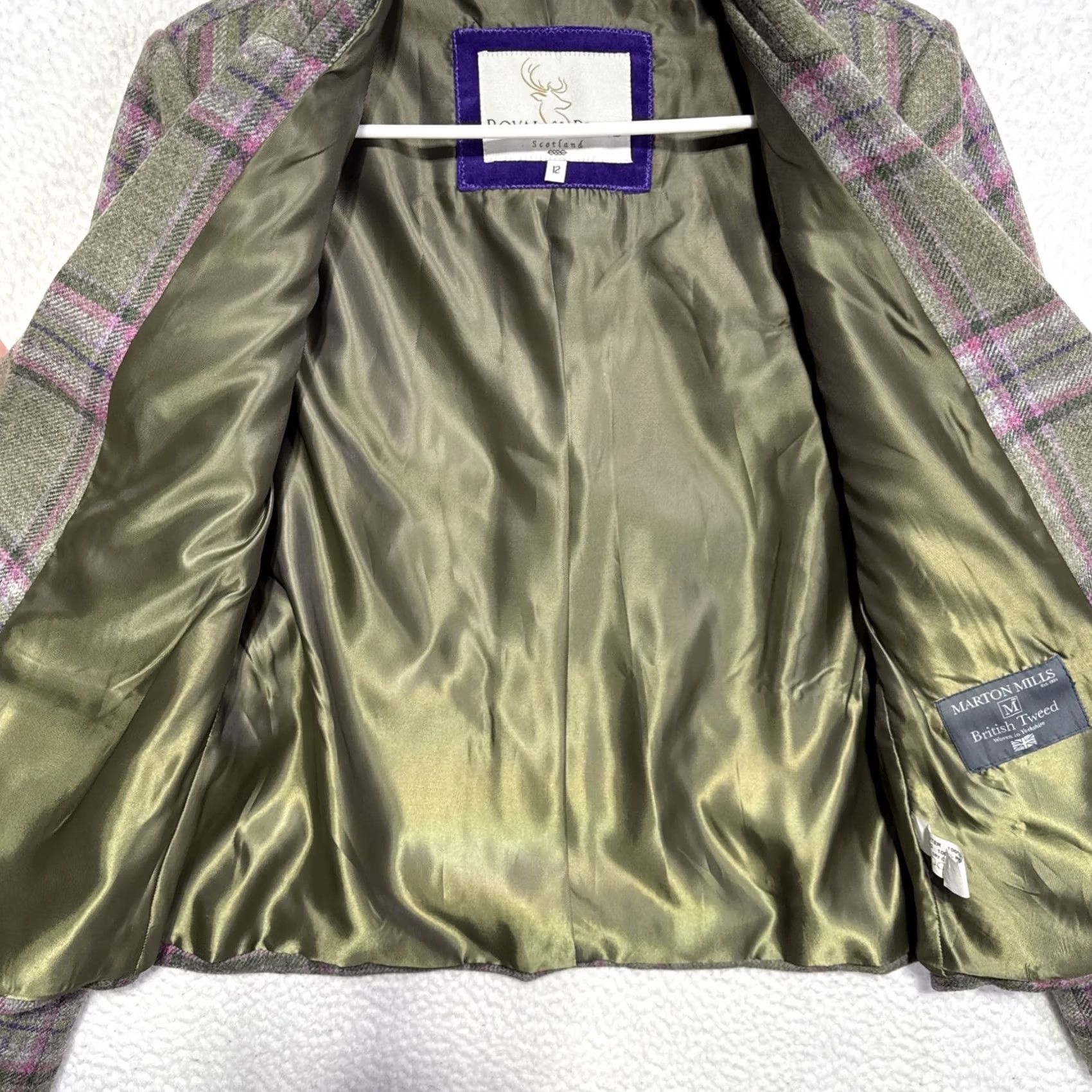 Vintage VINTAGE Royal And Plaid Women's Blazer Tartan Plaid Notch Lapel Single-Breasted 1-Button 100% Wool Lined Green/Purple Size 12 Size XL / US 12-14 / IT 48-50 - 4 Thumbnail