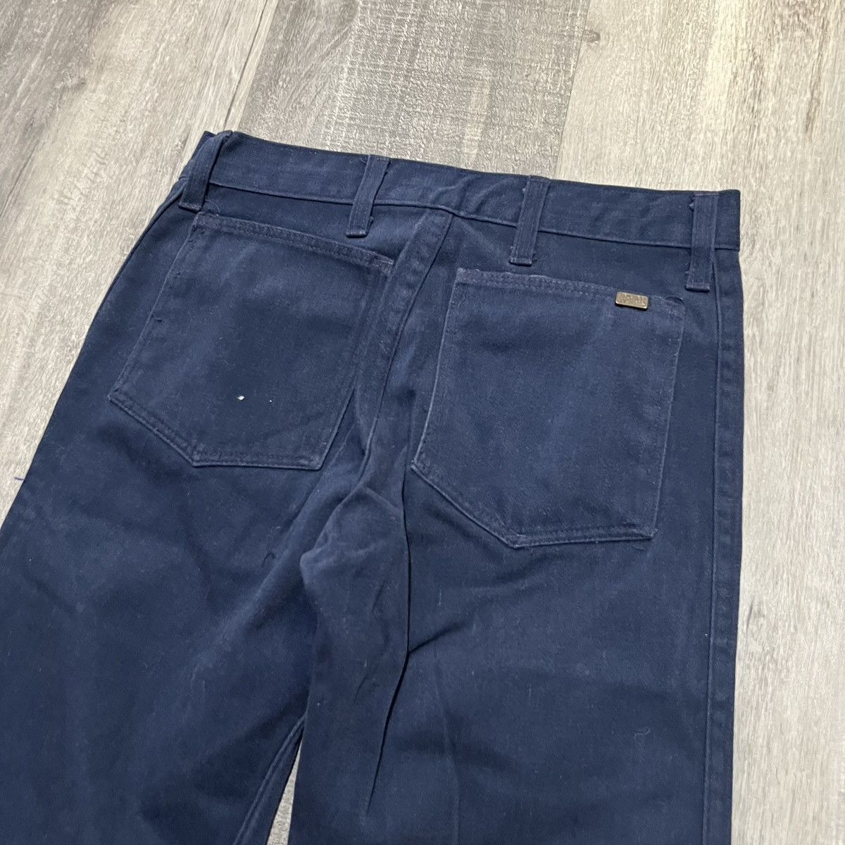 Vintage VTG Cheap Jeans 70s Blue Flared Hippie Low Rise Suede Pants Size 28" / US 6 / IT 42 - 5 Thumbnail