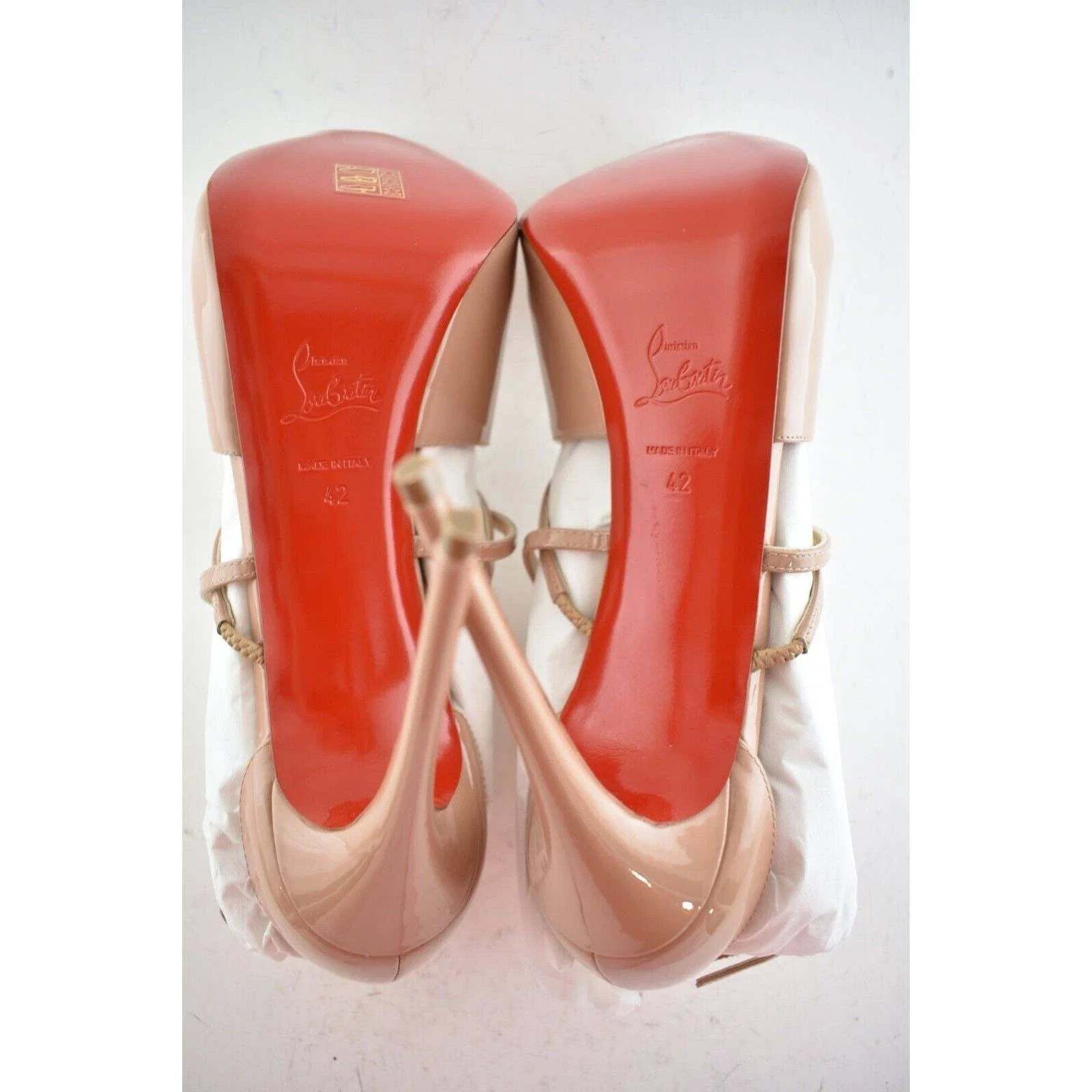 Christian Louboutin Holly Alta 120 Nude Patent Cross Strap Sandal Heel Pump 42 Size US 12 / IT 42 - 12 Thumbnail