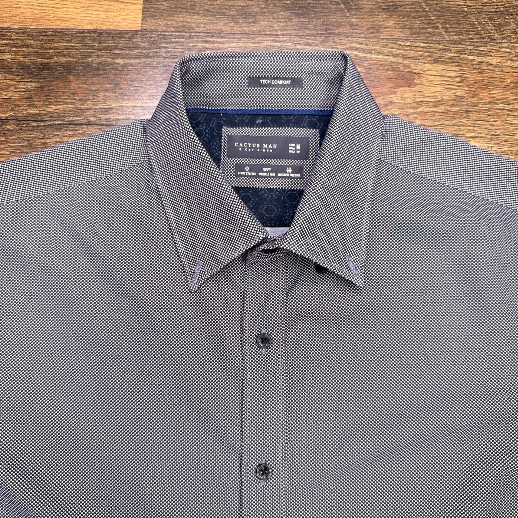 Vintage Ricky Singh Denim And Flower Tech Comfort Shirt Mens M Gray Button-Up Dot Long Sleeve Stretch Non-Iron Moisture Wicking Size US M / EU 48-50 / 2 - 4 Thumbnail