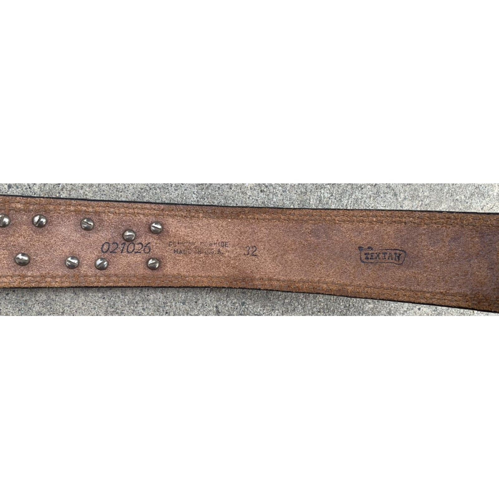 VINTAGE tooled leather belt PATRICIA silver belt tip STERLING MEXICO