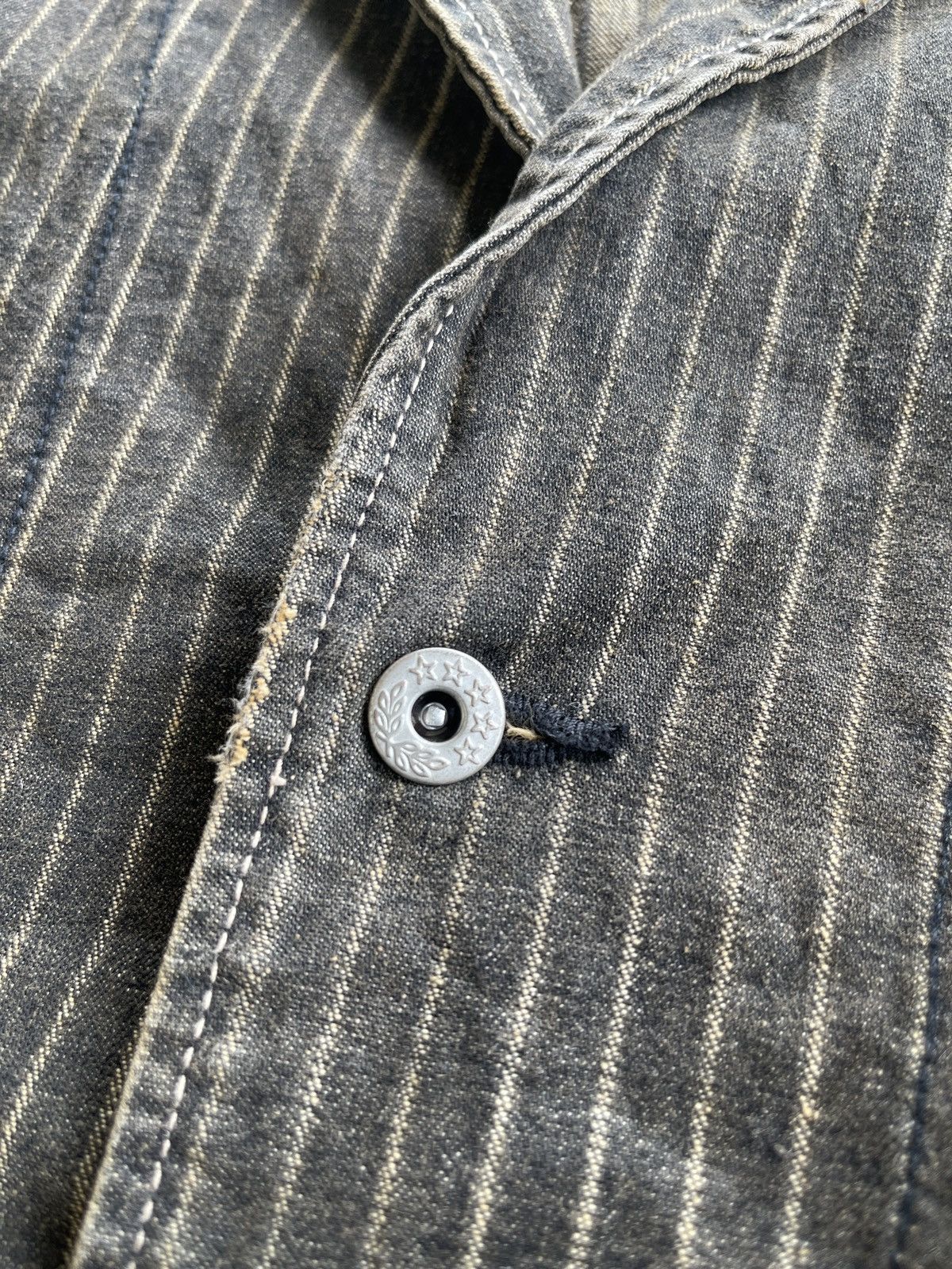 Japanese Brand PTTP Stripe Denim Chore Jacket Size US M / EU 48-50 / 2 - 14 Thumbnail