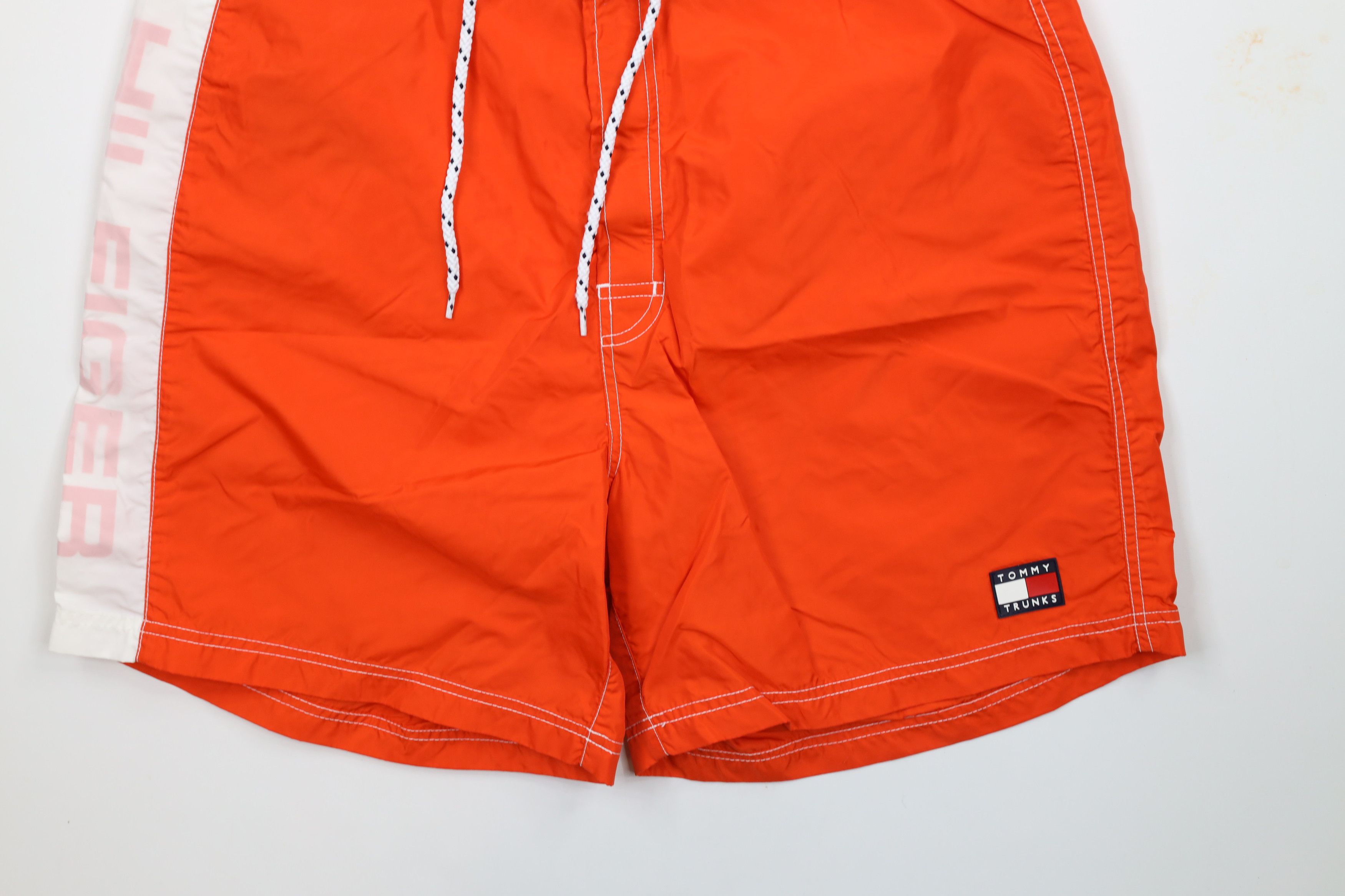 Tommy Hilfiger × Vintage Vintage 90s Tommy Hilfiger Block Lined Shorts Trunks Orange Size US 36 / EU 52 - 4 Thumbnail