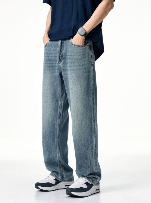 Japanese Brand × Jean Men's washed wide-leg vintage loose straight jeans Size US 32 / EU 48 - 3 Thumbnail