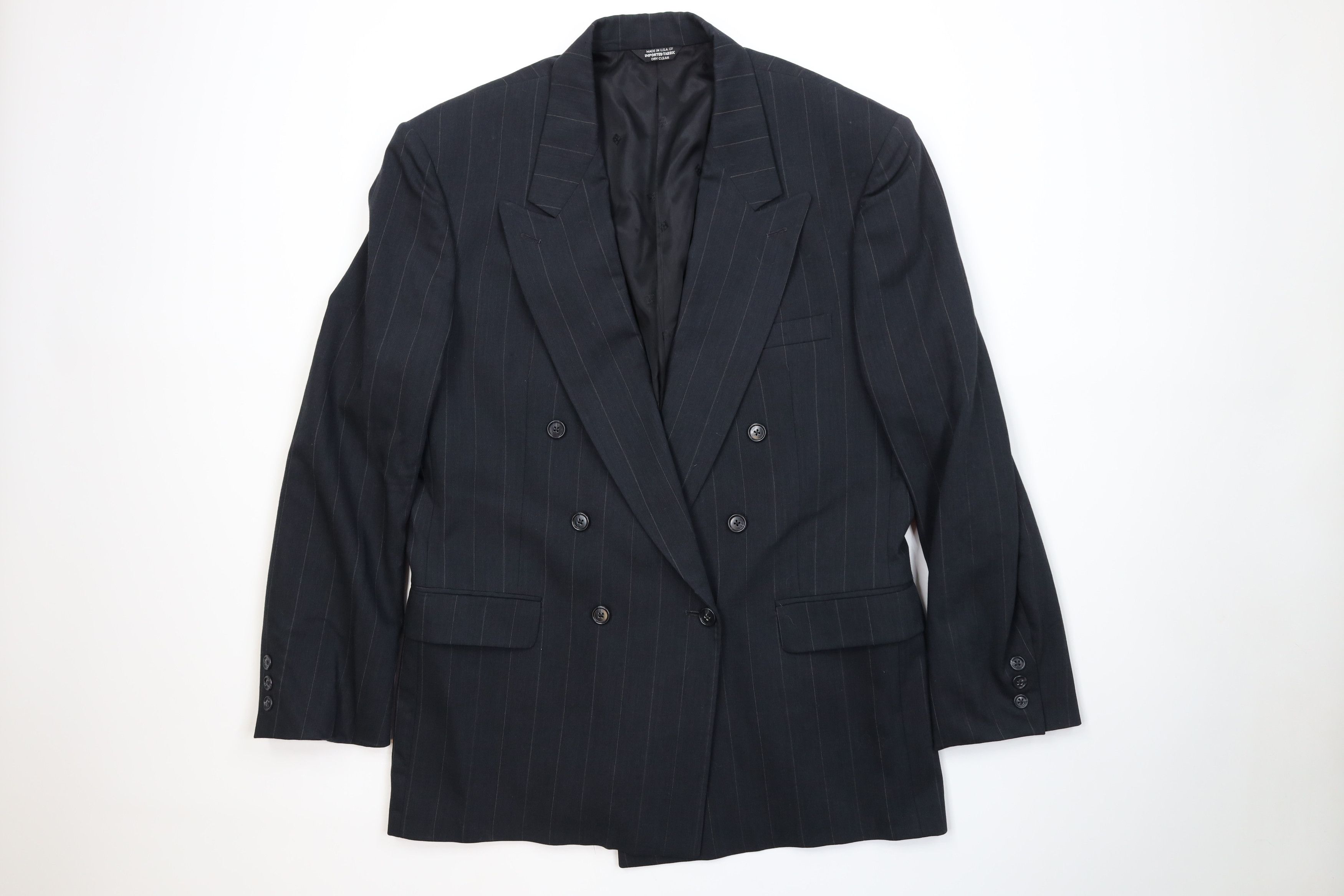 Vintage Vintage 80s Distressed 2 Piece Double Breasted Striped Suit Size 42L - 2 Thumbnail