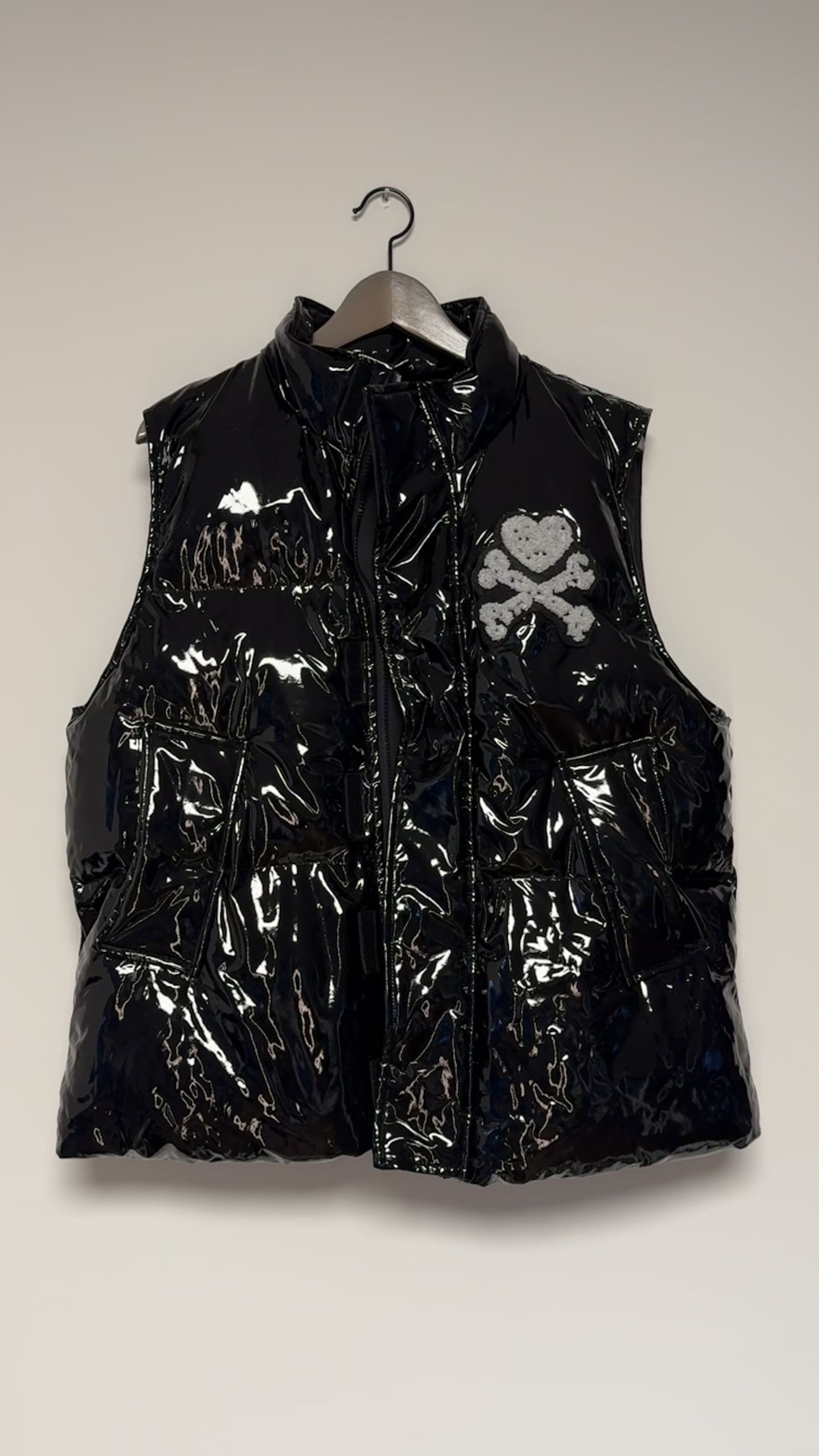 image of Racer Worldwide Black Chenille Puffer Vest, Men's (Size Medium)