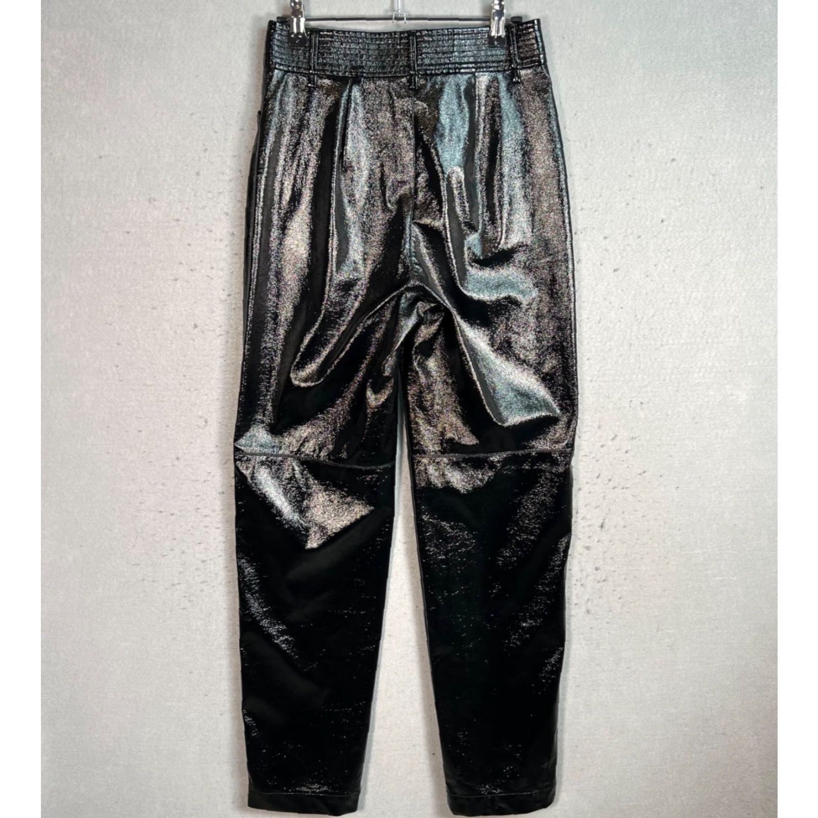 Vintage Wilfred Black High-Shine Faux Patent Leather Pants Size 2 High Rise Women's Pants Ankle Straight 32 Inseam Modern Wear Size 26" / US 2 / IT 38 - 2 Thumbnail