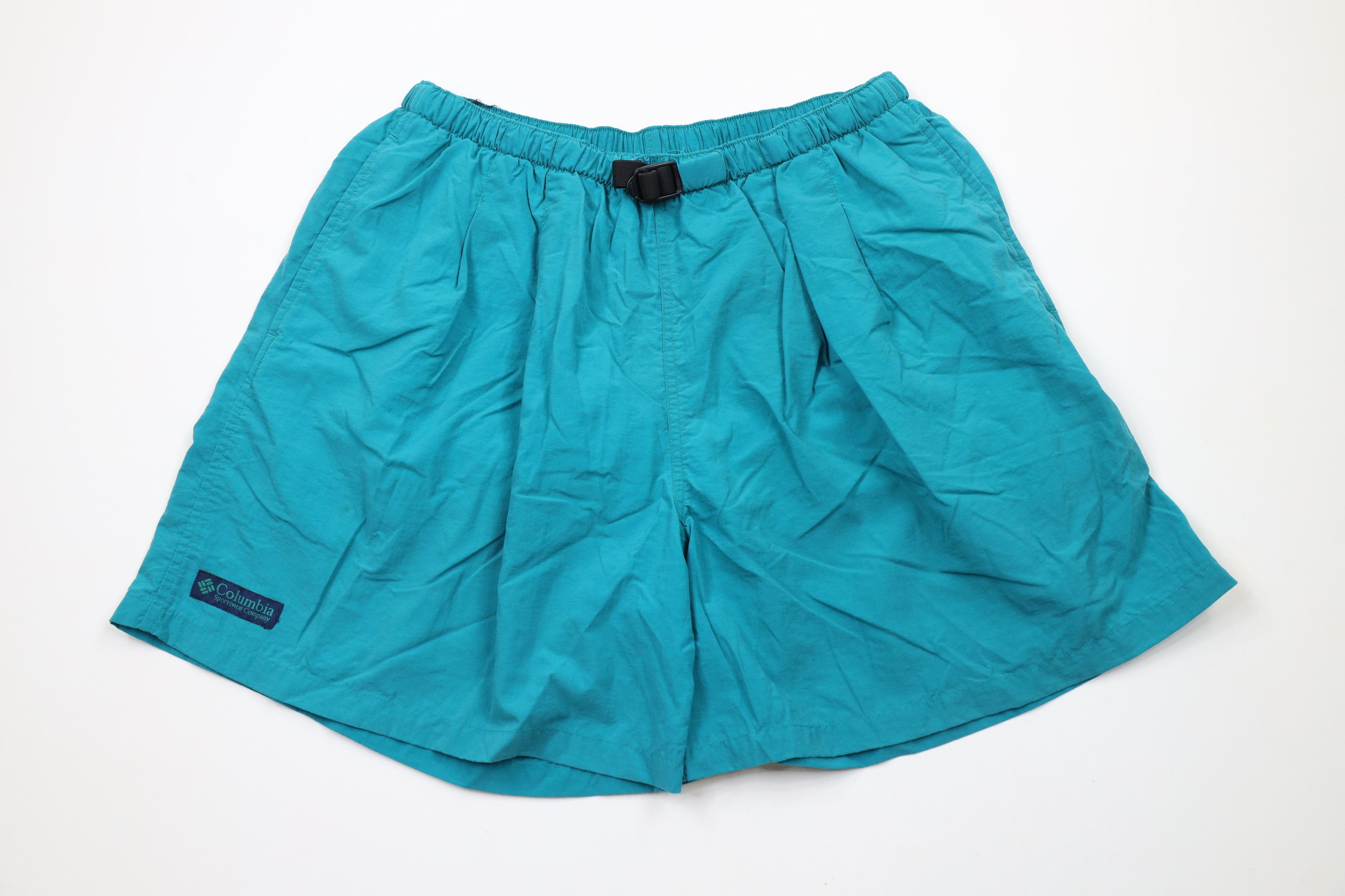 Columbia × Vintage Vintage 90s Columbia Out Belted Lined Above Knee Shorts Teal Size US 36 / EU 52 - 1 Thumbnail